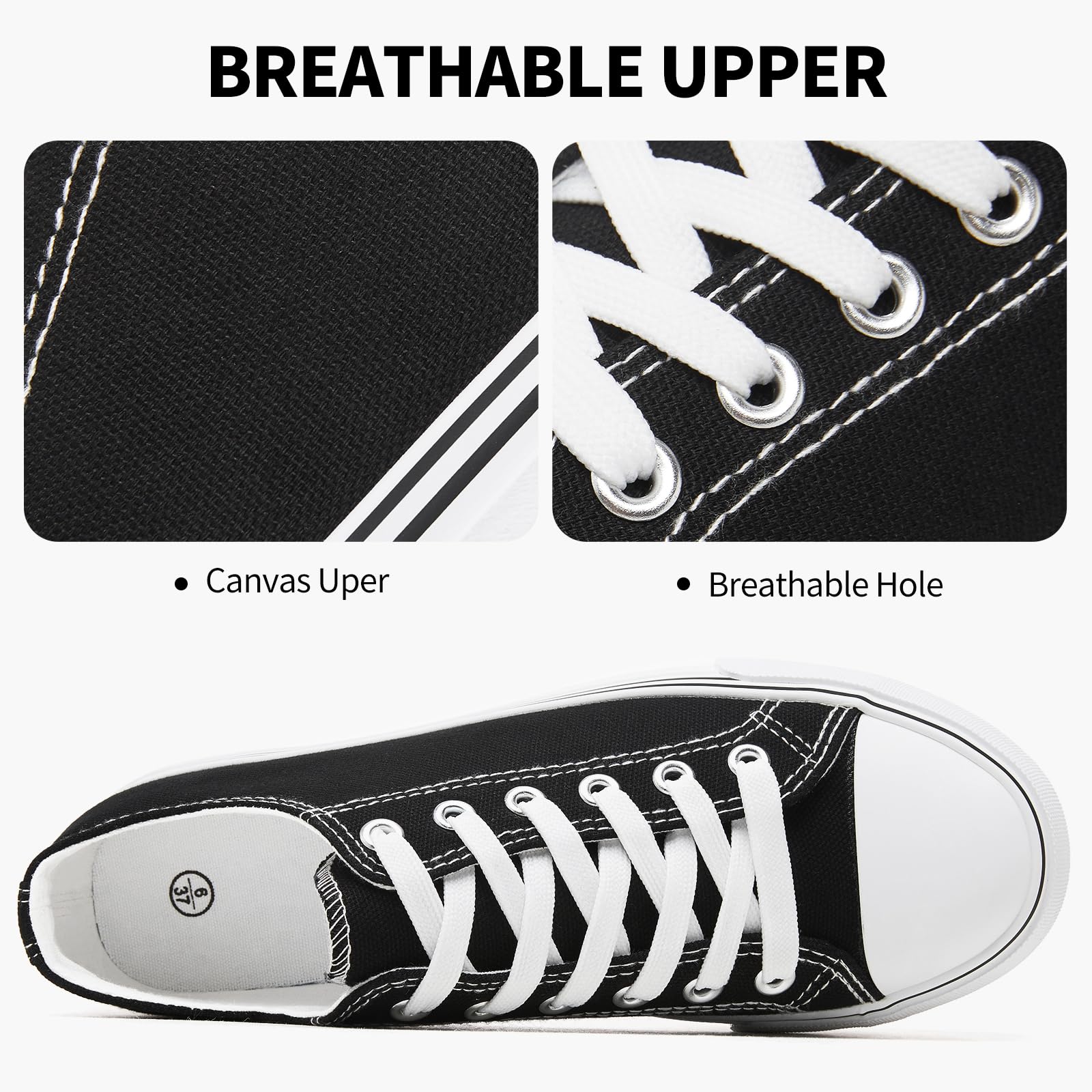 SERNIAL Women's White Platform Sneakers - Low Top Canvas Shoes for Women | Casual Walking, Street Fashion & Everyday Wear