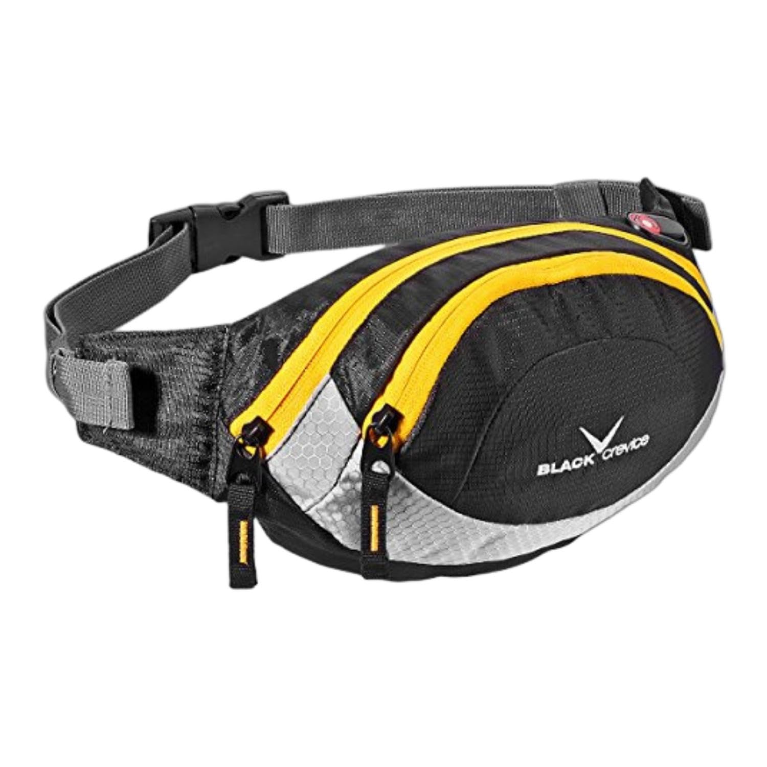 BLACK CREVICE Waist Bag for Men & Women - Adjustable Strap & Padded Back with 2 Zip Pockets - Sport Waist Pack in 4 Colors | Perfect for Running, Hiking, Travel & Everyday Use
