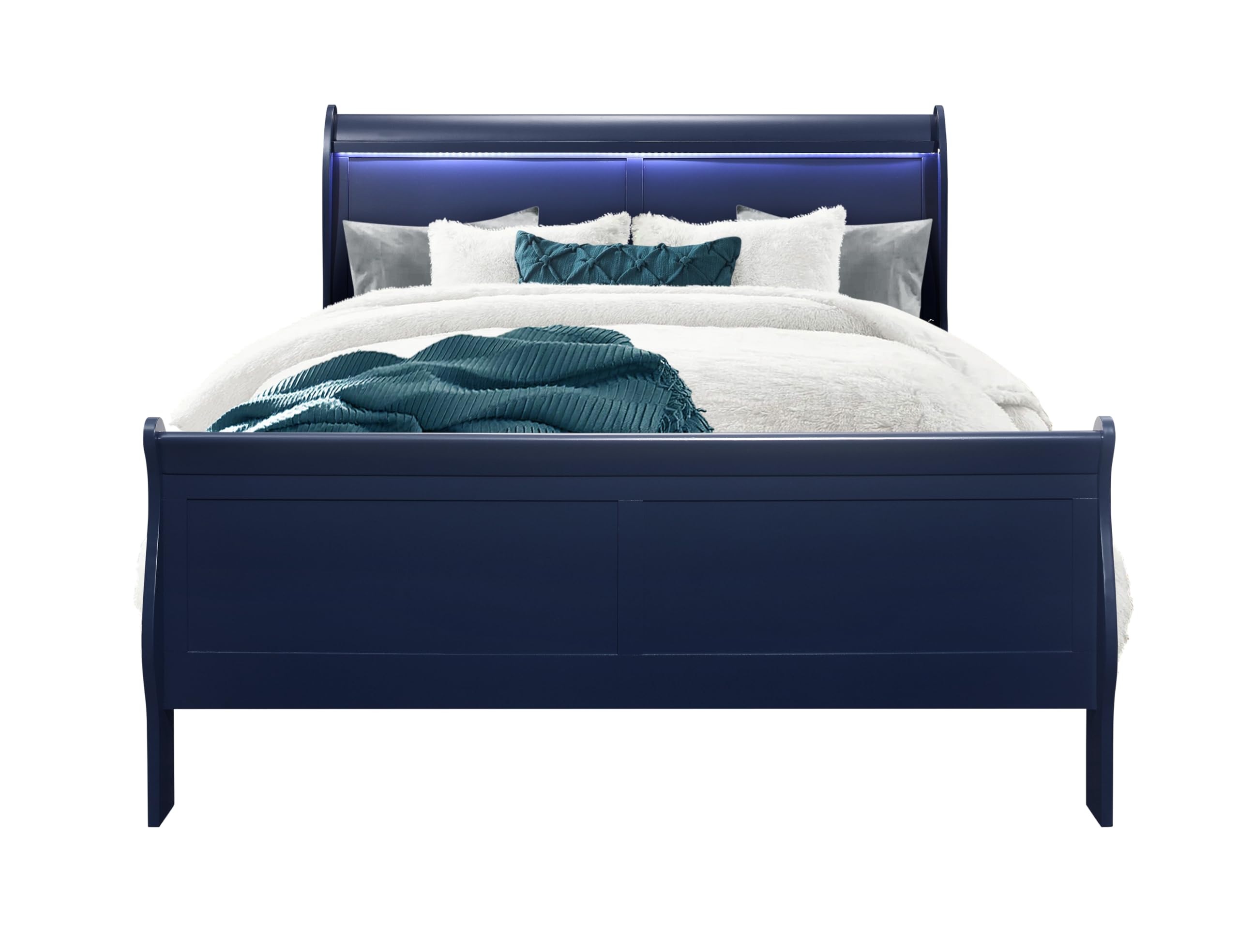 Charlie Blue Queen Size Bed Frame - Modern & Stylish Furniture for Bedroom | Global Furniture USA | Perfect for Master Bedrooms, Guest Rooms & Apartments