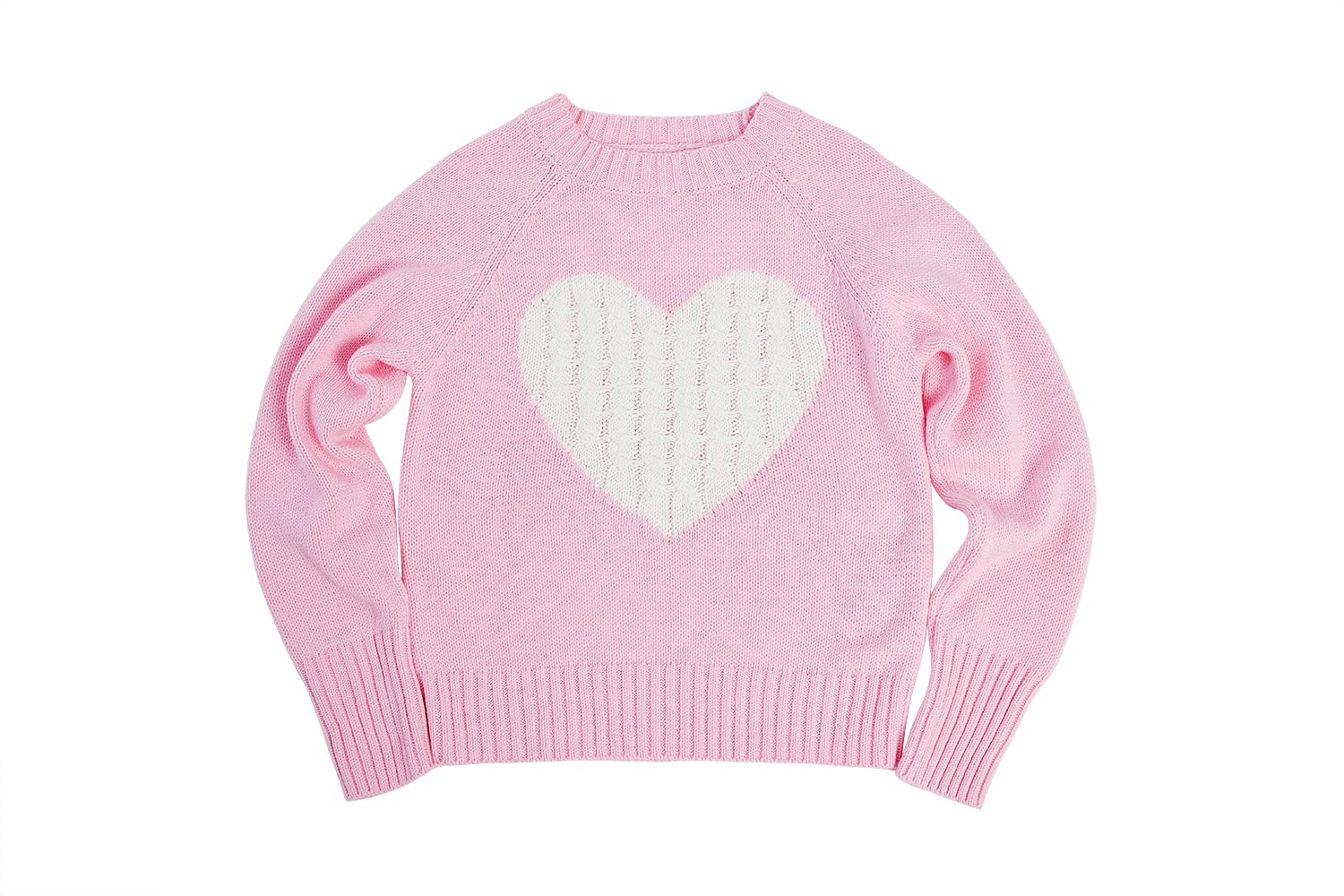 Batermoon Girls' Pullover Sweaters - Long Sleeve Cute Heart Pattern Crewneck Knit Jumper Tops for School, Casual Wear & Winter Outfits