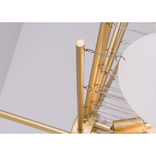 LITFAD 6-Light Modern Sputnik Chandelier with Acrylic Disc - Gold & White Designer Pendant Light for Living Room, Dining Room, Bedroom - 34