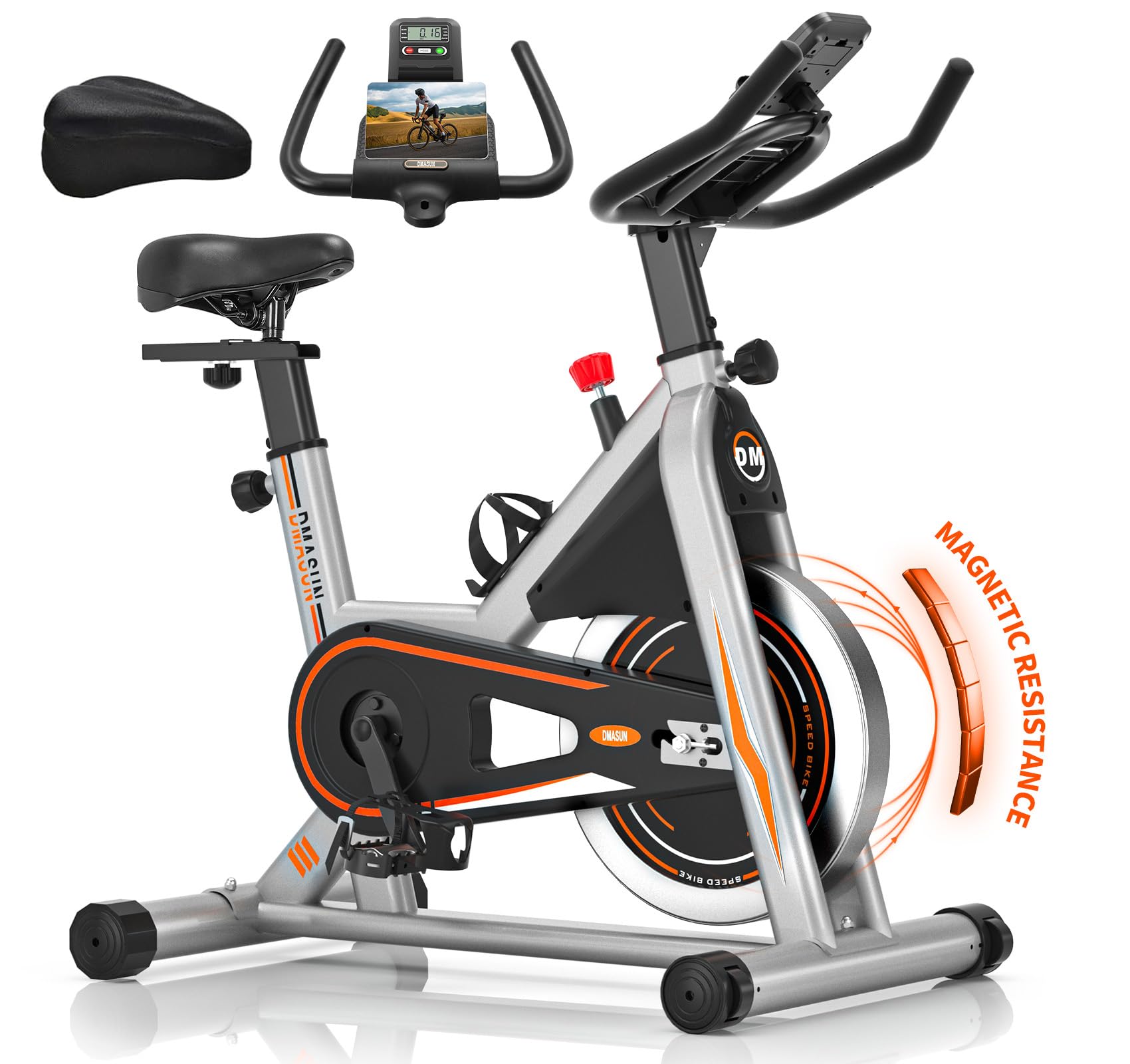 DMASUN Magnetic Resistance Exercise Bike - Adjustable Home Trainer with Soft Seat Cushion, Heavy Flywheel & 160kg Capacity | Perfect for Home Gym, Cardio Workouts & Indoor Cycling Training