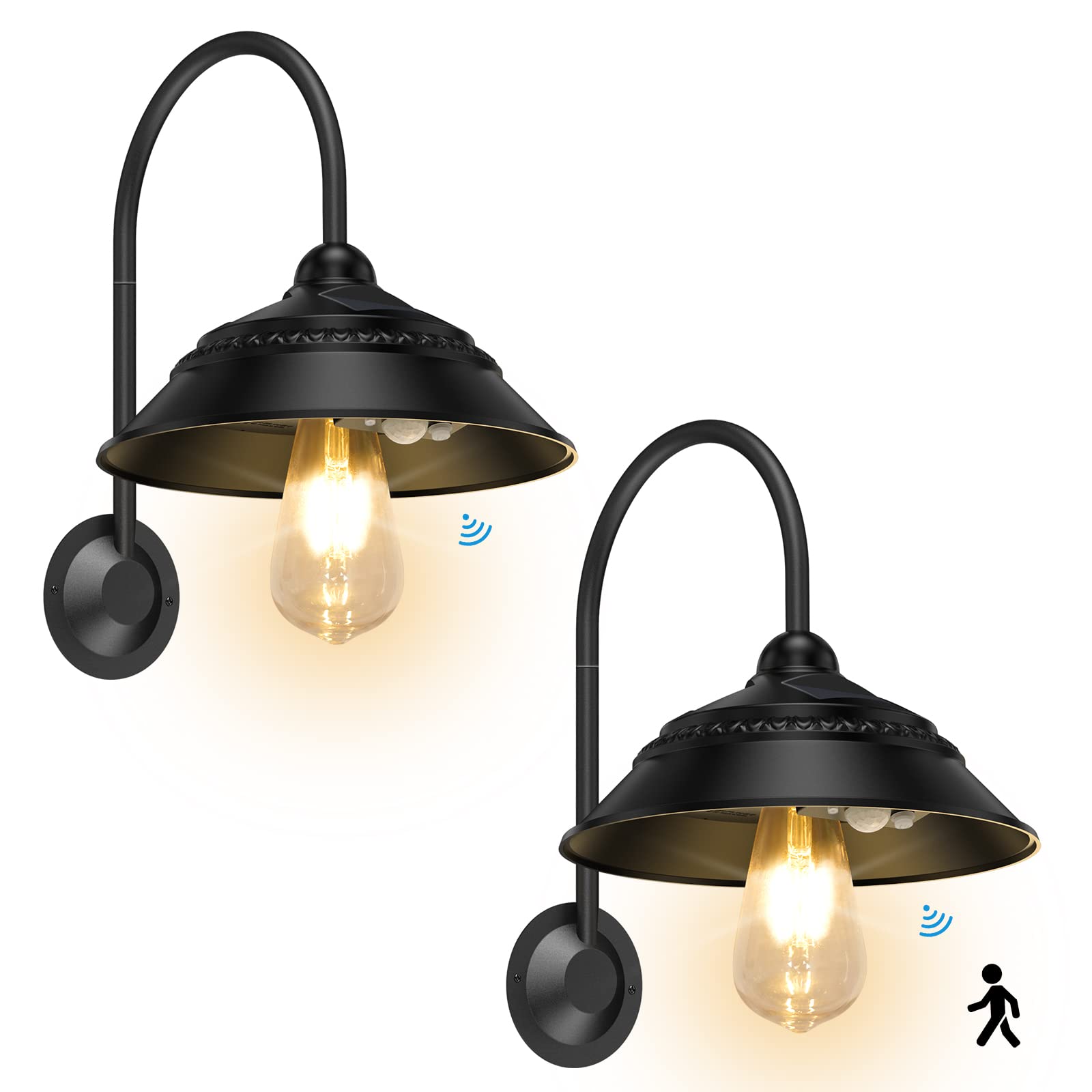 Aqonsie Solar Barn Lights Outdoor - Vintage Rustic Solar Chicken Coop Light with 3 Lighting Modes & Motion Sensor, Waterproof Outdoor Wall Mount Light for Barn, Shed, Chicken Coop, Garden, Patio, Porch, Garage - Perfect for Nighttime Security & Ambiance Lighting