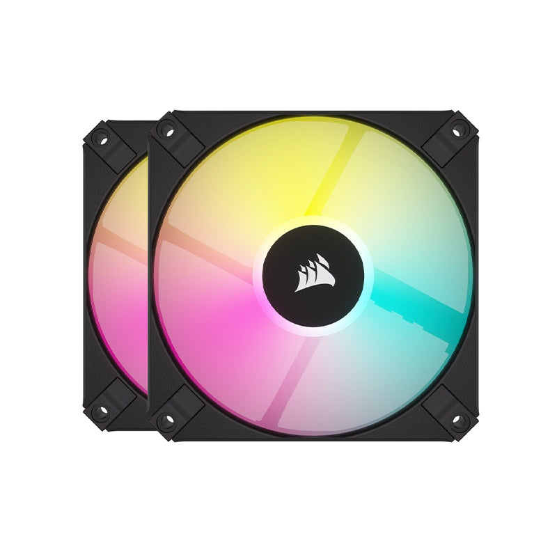 Corsair AF120 RGB SLIM 120mm x 15mm Fluid Dynamic Bearing RGB LED PC Cooling Fan - Dual Pack with Lighting Node CORE - for Gaming PC, Case Cooling, and Custom RGB Builds