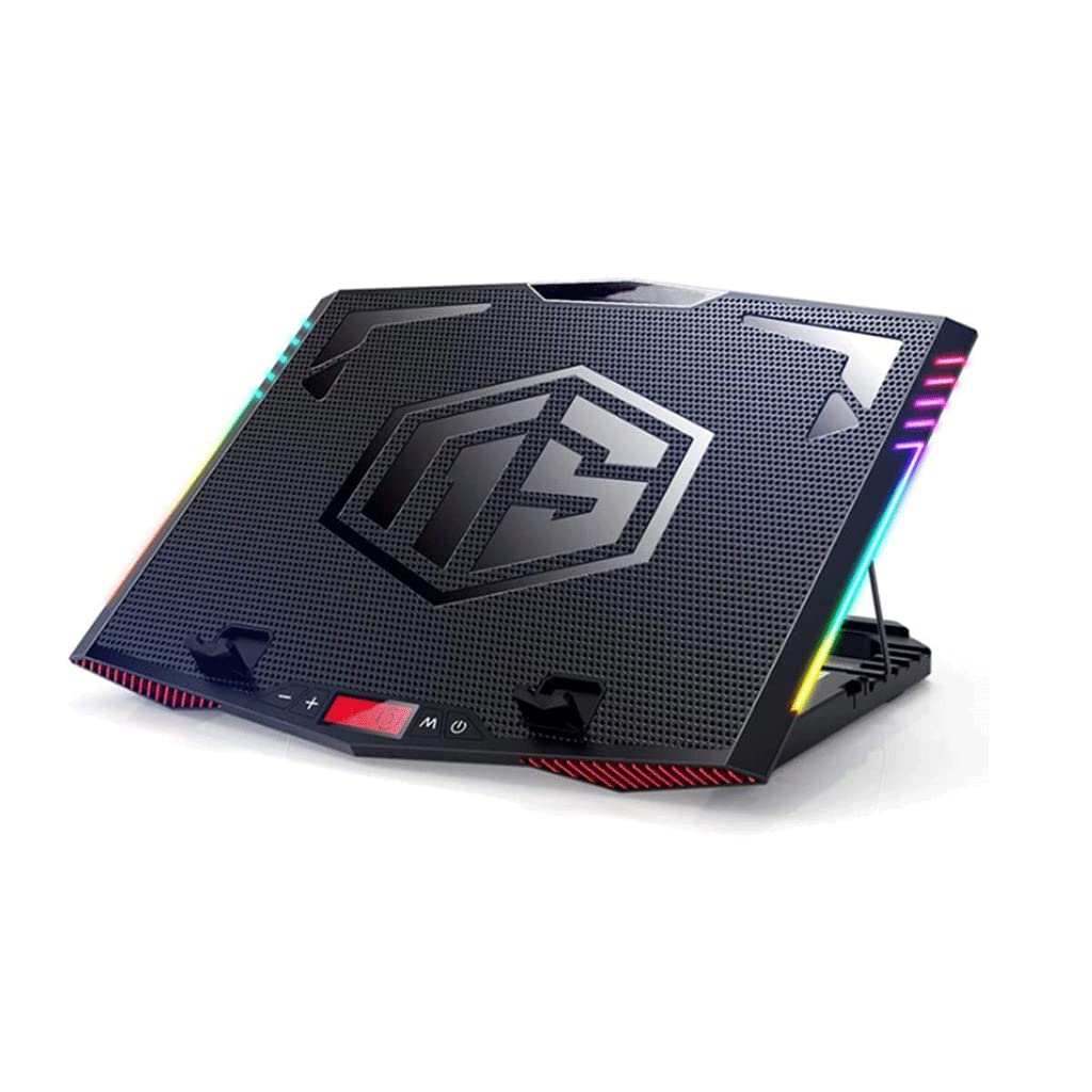 BBZY RGB Gaming Laptop Cooling Pad - 6 Quiet LED Fans & Dual USB Ports for 15-21 Inch Laptops - Ergonomic Stand for Gaming, Office & Home Use