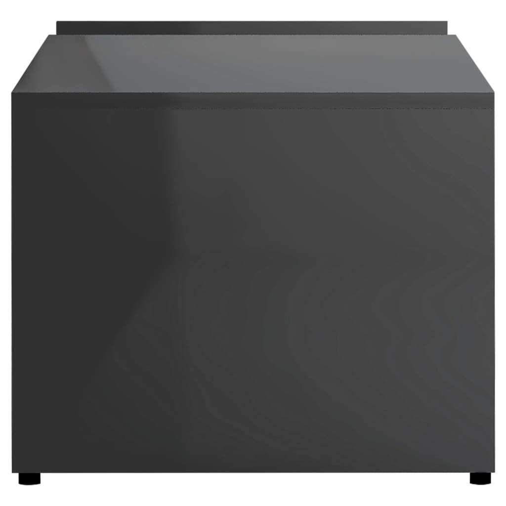 Modern Geometric High Gloss Gray Coffee Table with Storage Compartment - 35.4