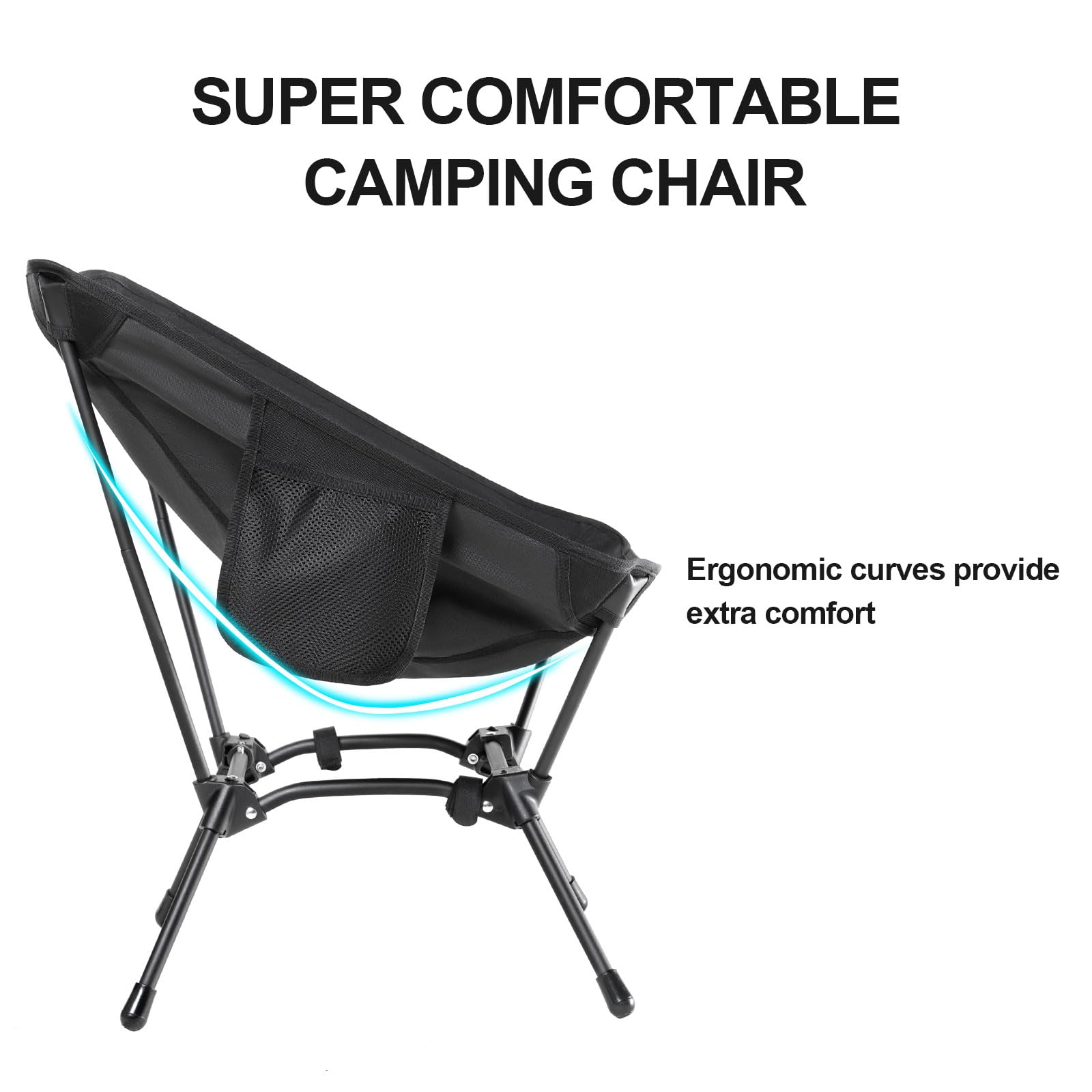 CAMEL CROWN Folding Camping Chair - Lightweight Portable with Side Pocket for Outdoor, Beach & Hiking