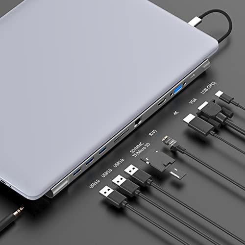 Brensty 10-in-1 USB C Hub Adapter with 4K HDMI, 3 USB 3.0 Ports, 60W PD Charging, SD/TF Card Slots - Universal USB C Docking Station for MacBook Pro/Air, Dell XPS, HP, Lenovo & More - Perfect for Home Office, Travel & Multi-Monitor Setup