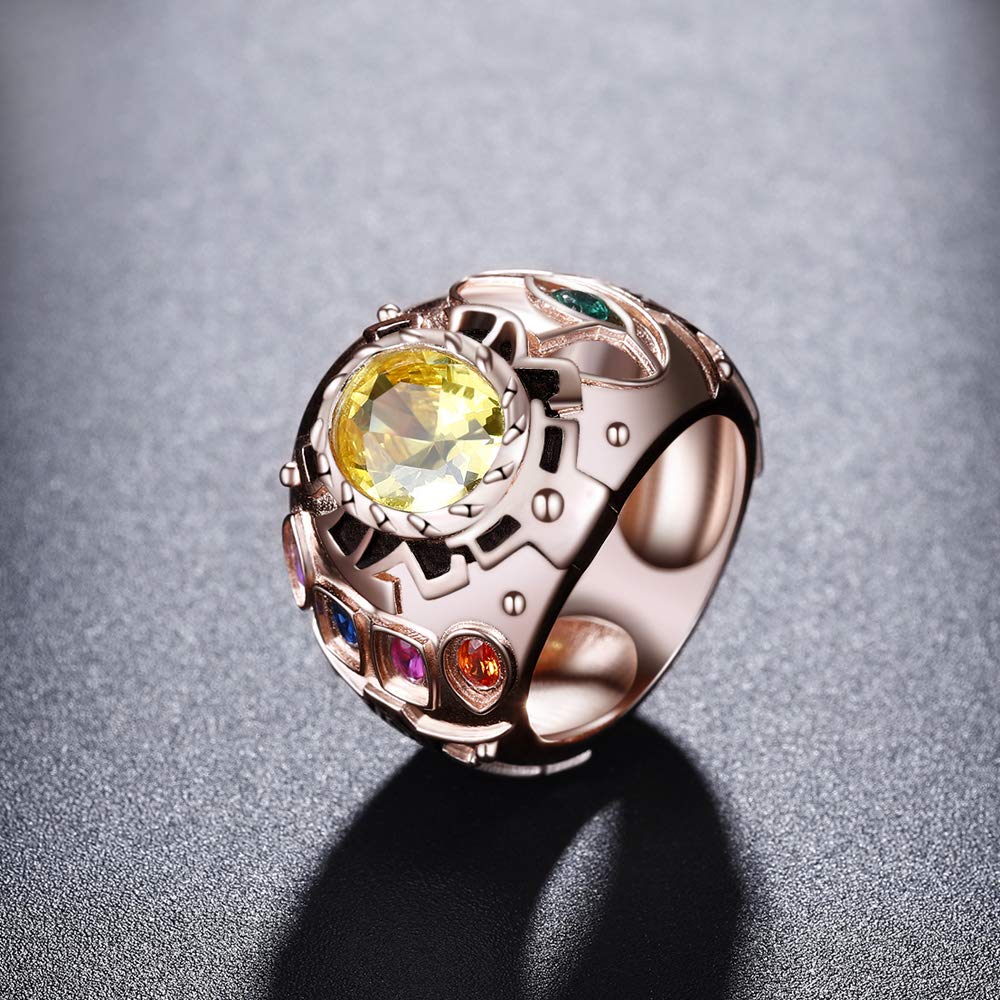 Infinity Gauntlet Rose Gold Plated 925 Sterling Silver Ring - Marvel Avengers Gift for Men & Women, Cosplay Jewelry for Superhero Fans