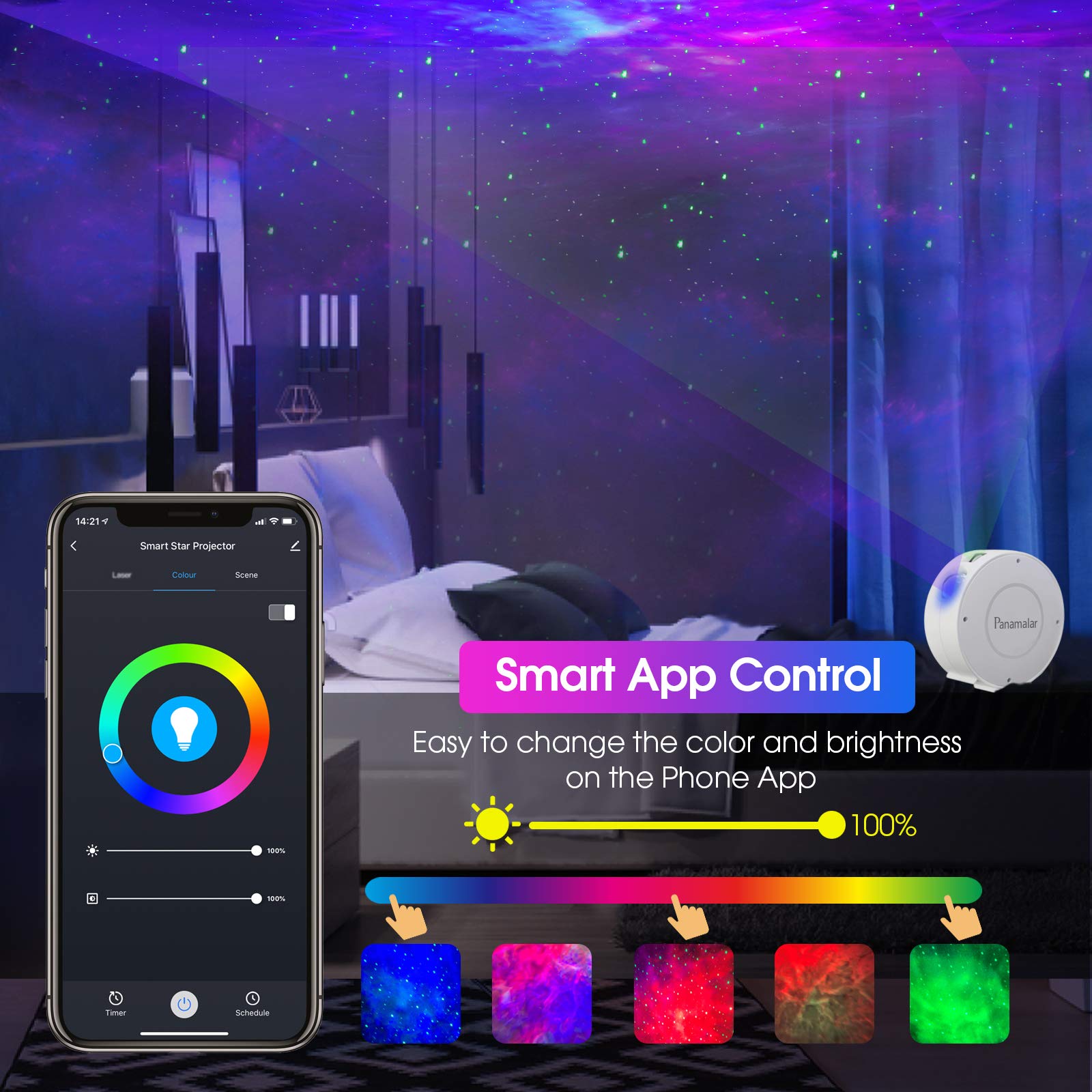 Smart WiFi Galaxy Projector with APP Control, Timer & Alexa Voice - Nebula Cloud Night Light for Bedroom, Kids Room, Party Decor & Relaxation | Creates Stunning Starry Sky Effects for Meditation, Sleep Aid & Romantic Ambiance