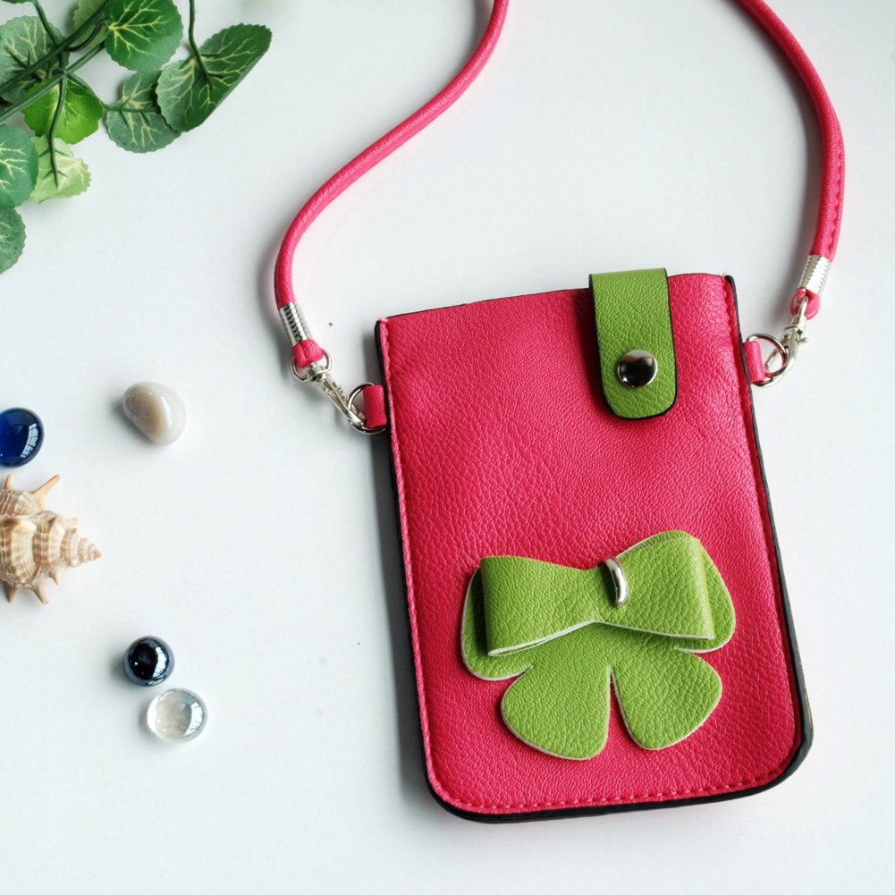 Happy Bowknot Colorful Leatherette Phone Pouch - Stylish Cell Phone Case & Clutch Wallet for Women | Perfect for Parties, Travel, and Everyday Use
