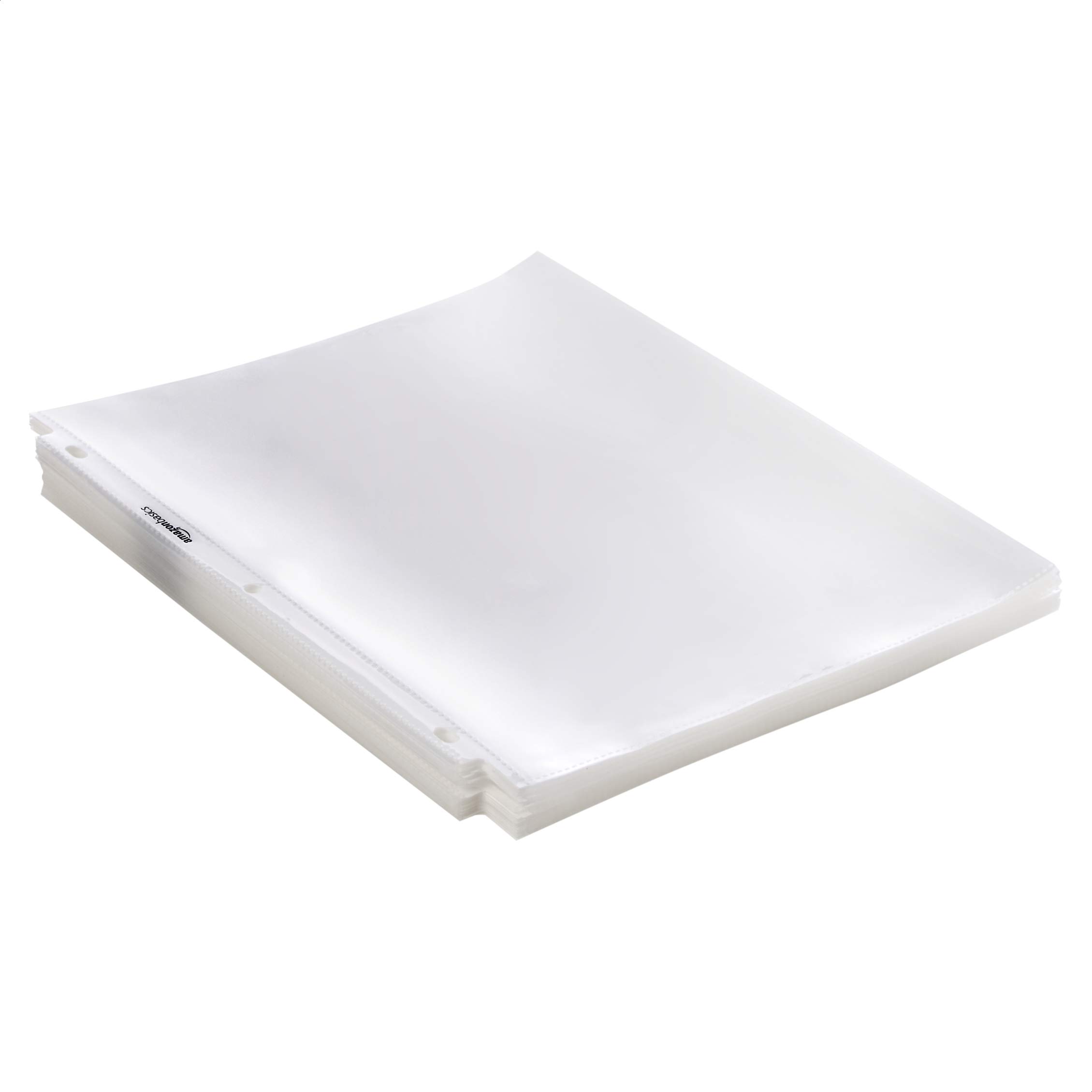 Amazon Basics Heavy Duty Sheet Protectors - 100 Pack Clear Plastic Page Protectors for Documents, Presentations & School Projects | Letter Size 8.5