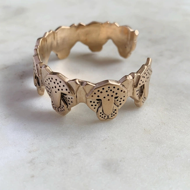 Handcrafted Mimosa Jaguar Cuff Bracelet in Bronze - Stylish Boho Jewelry for Women, Perfect for Parties, Festivals, and Everyday Wear