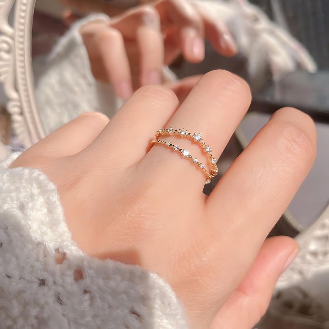 18K Gold Curved Eternity Stackable Wedding Band Ring for Women - Dainty Minimalist V-Shaped Ring for Stacking, Anniversary Gift, Bridal Jewelry | Perfect for Everyday Wear, Date Nights & Special Occasions
