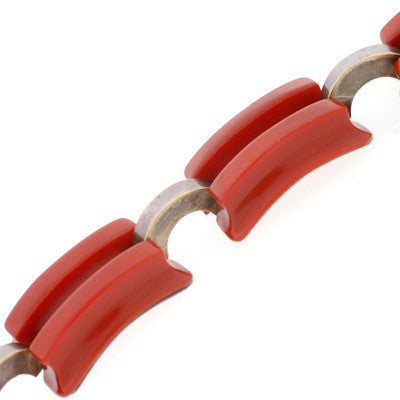 Vintage Art Deco Bakelite & Chrome Large Link Statement Bracelet - Elegant 1920s Style Jewelry for Women, Perfect for Parties, Weddings & Special Occasions