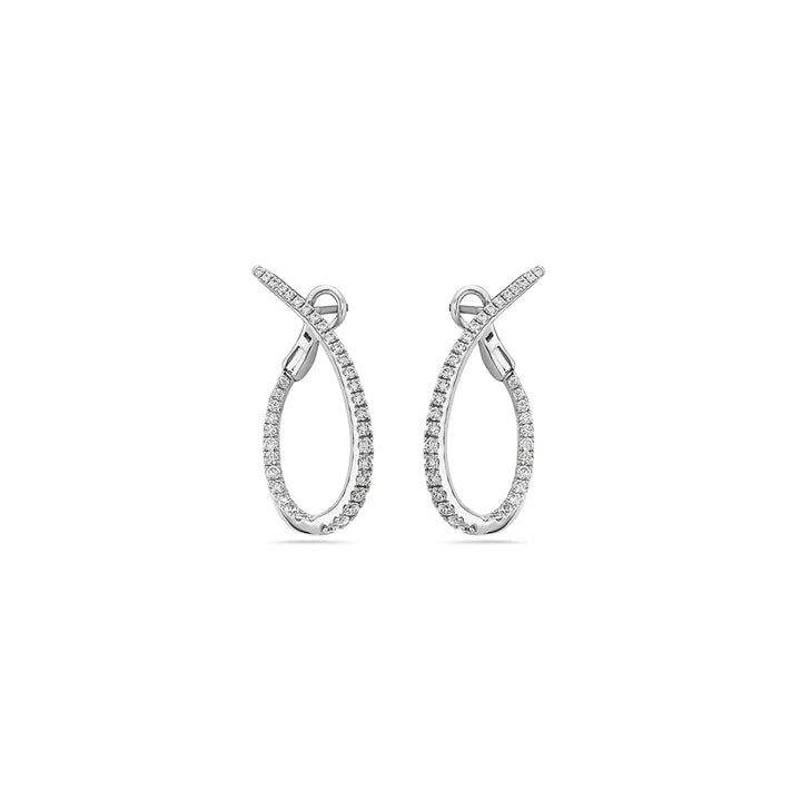 Diamond Twisted Hoop Earrings for Women - 14K Gold Plated Cubic Zirconia Dangle Earrings | Perfect for Parties, Weddings & Everyday Wear