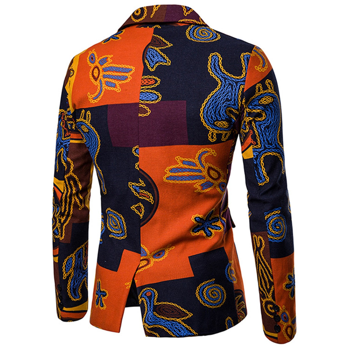 2 Piece Men's Two Button Ethnic Style Print Suit Set - Formal & Wedding Attire for Grooms, Parties & Special Occasions