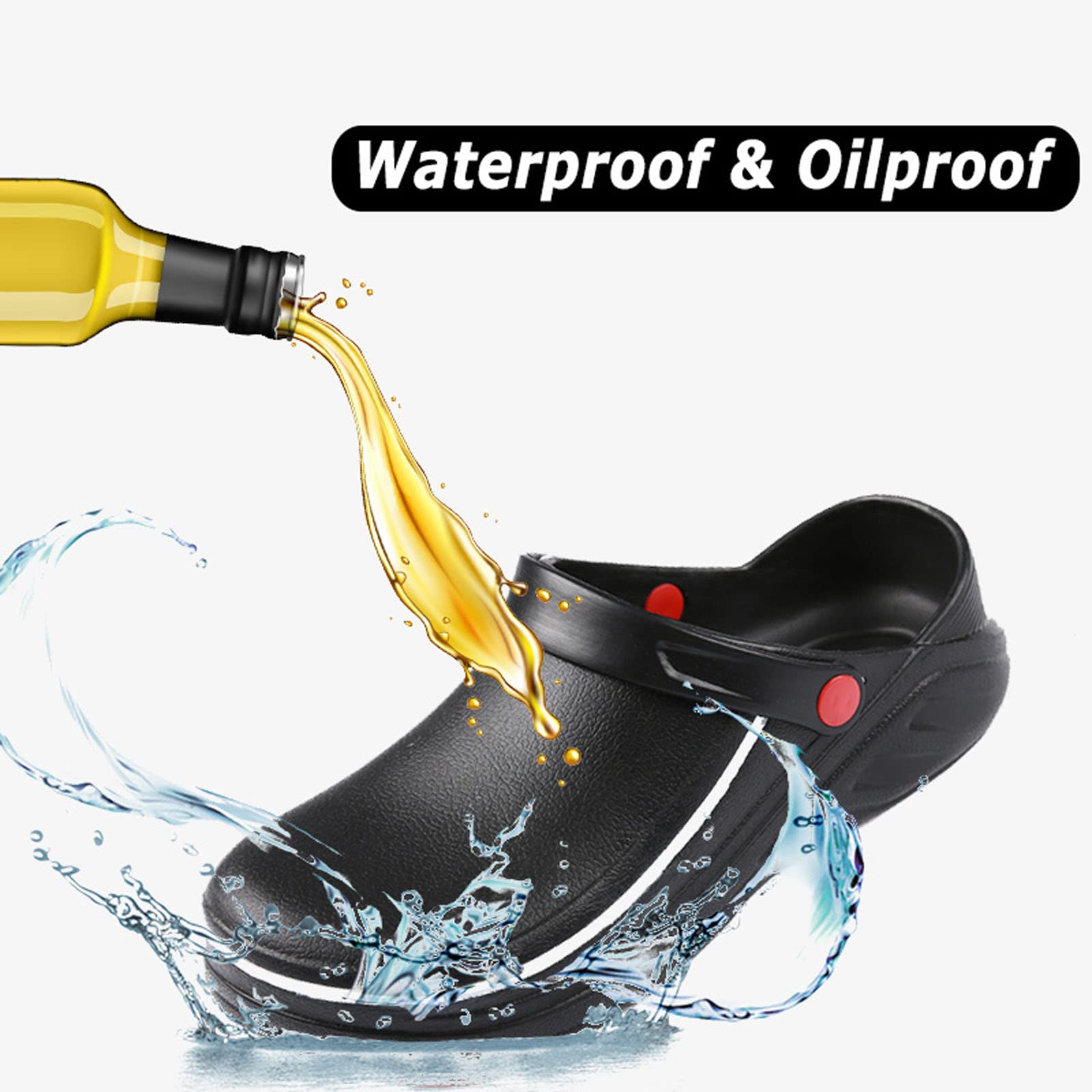 **Non-Slip Waterproof Chef Shoes for Men & Women – Oil-Resistant Kitchen Clogs for Food Service, Nursing & Gardening – Comfortable Work Shoes for Professionals**    *(Perfect for chefs, nurses, gardeners & food service workers – ideal for wet, oily & slippery surfaces!)*