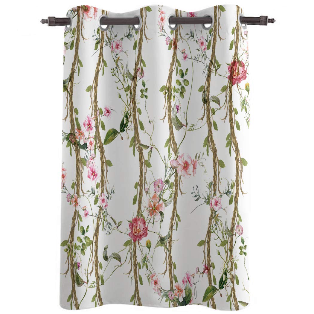 Fujiman Flower Bloom in Spring Blackout Curtains - 63 Inch Thermal Insulated Drapes for Bedroom, Living Room & Kitchen - Noise Reducing Window Treatment with Personalized Pattern - Perfect for Home Decor, Light Blocking & Privacy