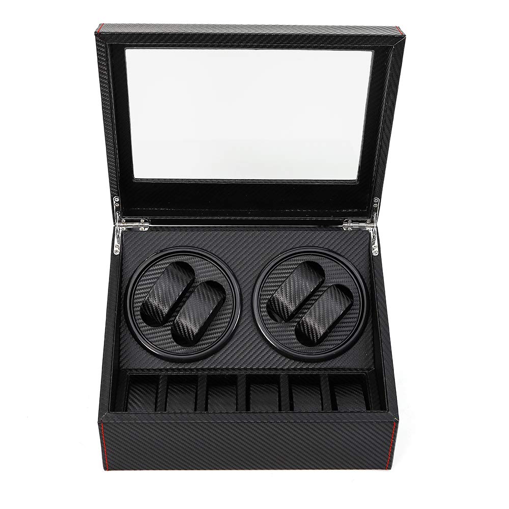 4+6 Automatic Rotating Leather Watch Winder Storage Case - Black Watch Box for Display & Collection | Perfect for Watch Enthusiasts & Luxury Storage