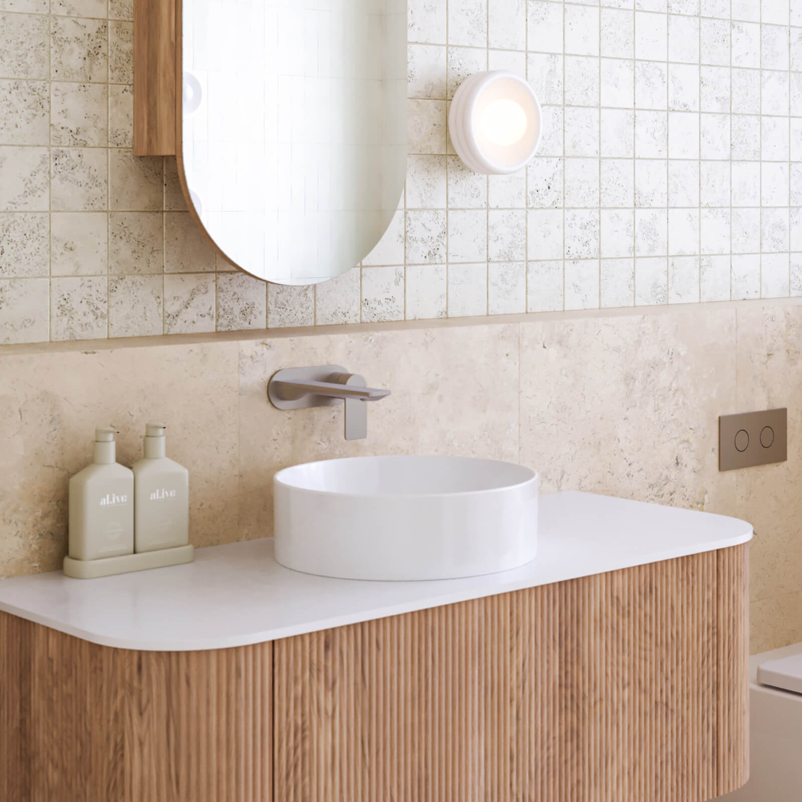 Caroma Urbane II 220mm Lead-Free Wall Mounted Basin Bath Mixer Tap - Round Chrome Finish for Modern Bathroom & Vanity Sink Installation