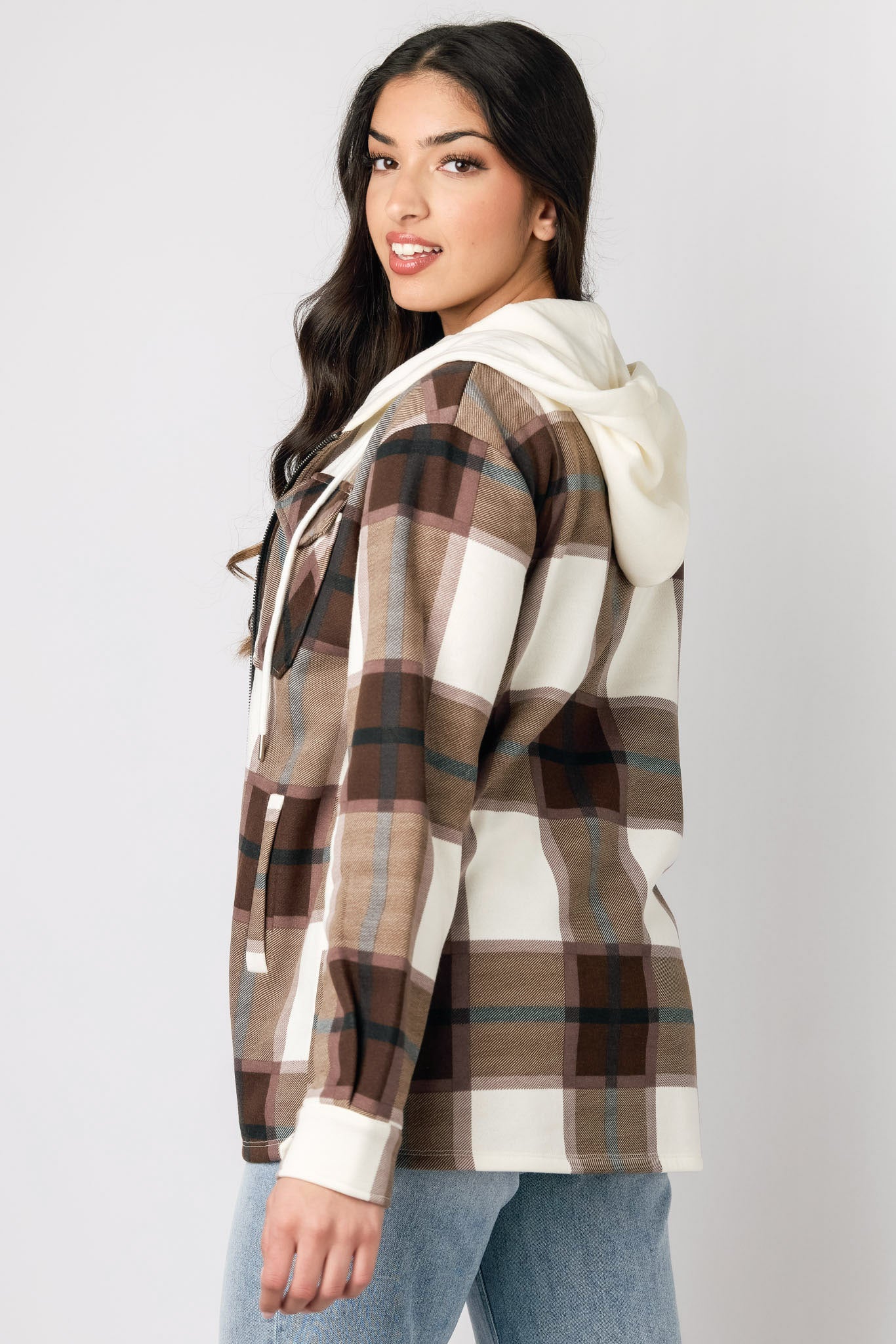 Men's Plaid Fleece Zip-Up Hooded Shirt - Soft Warm Winter Flannel Shirt for Outdoor Activities & Casual Wear