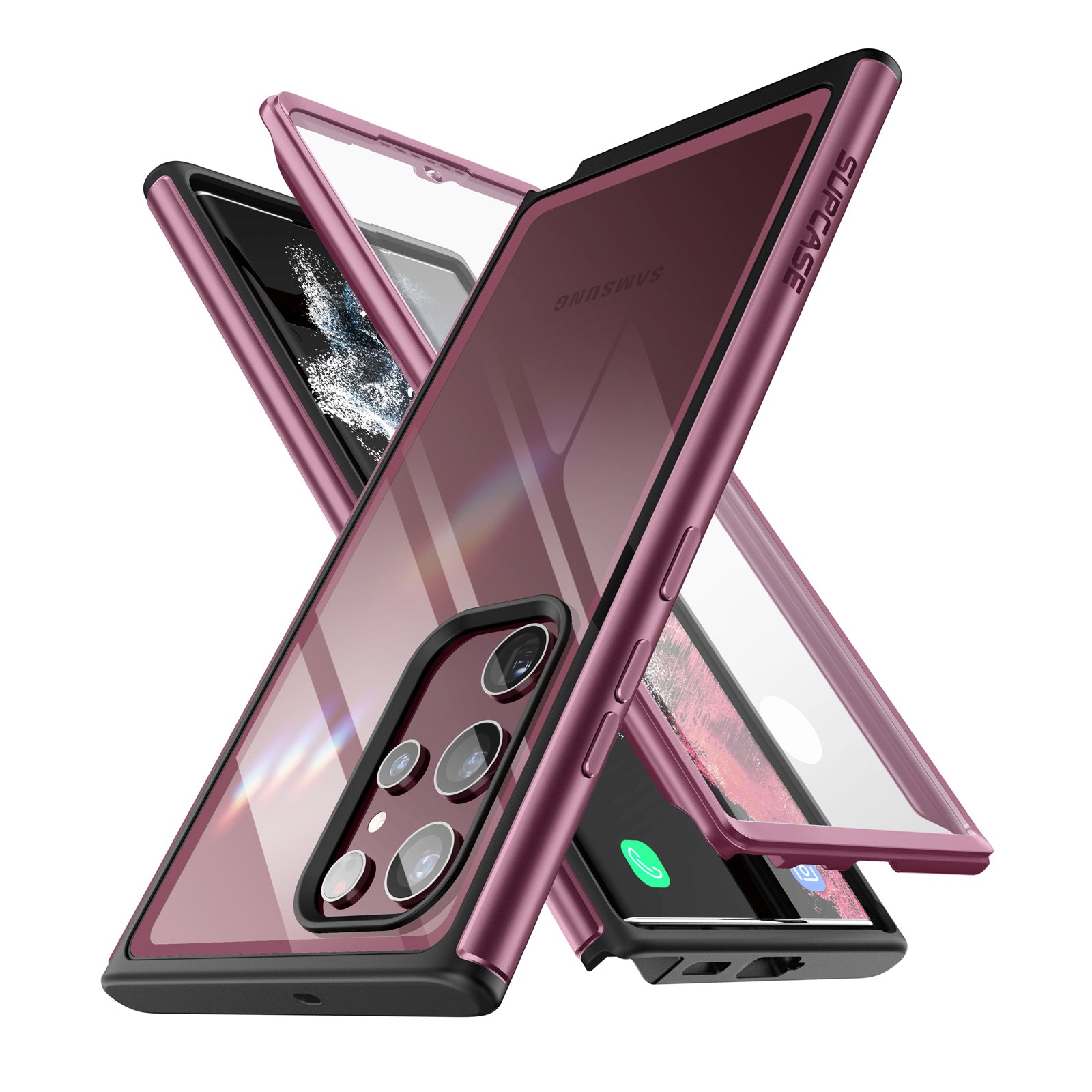 Samsung Galaxy S22 Ultra Unicorn Beetle EDGE XT Bumper Case - Shockproof & Slim Protection in Burgundy Red | Perfect for Outdoor Activities, Travel & Daily Use