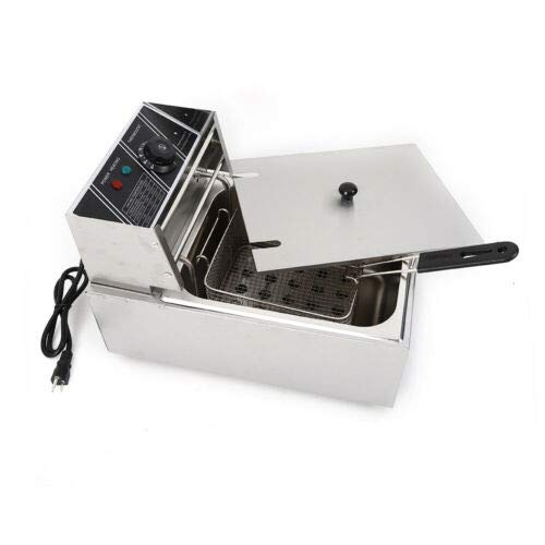 110V 1700W Commercial & Home Stainless Steel Electric Deep Fryer - 6L/6.3QT Capacity with Basket for Perfect Fried Chicken, French Fries & Seafood | Restaurant, Food Truck & Party Cooking
