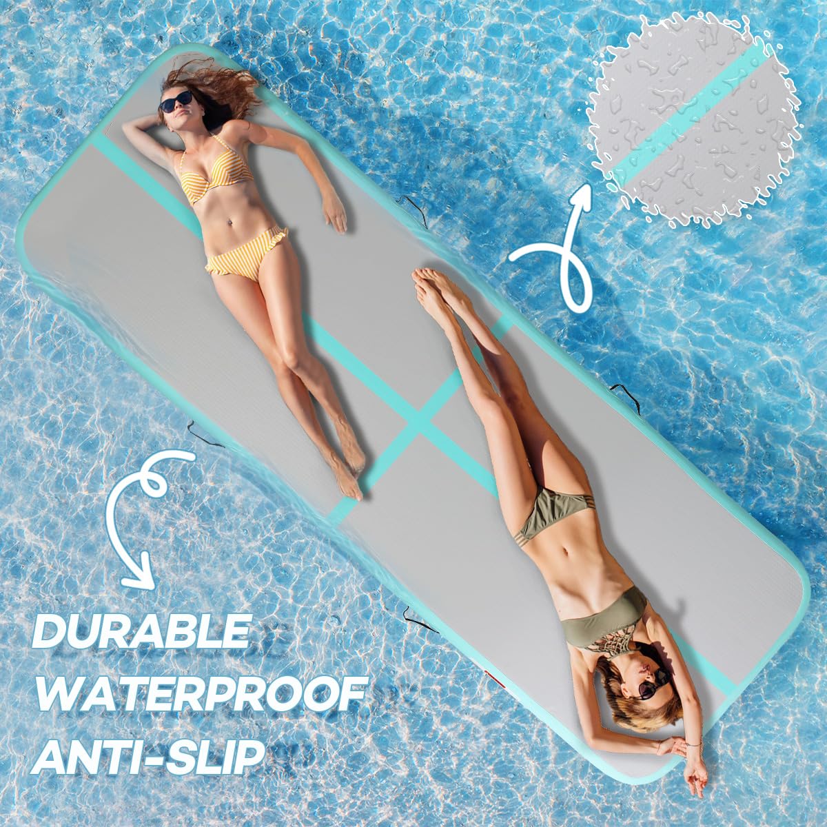 Inflatable Gymnastics Air Tumbling Track Mat - 6ft/10ft/13ft/16ft/20ft Sizes - Portable Training Mat with Electric Pump for Kids & Adults - Perfect for Home, Outdoor, Cheerleading, Yoga & Water Park Activities