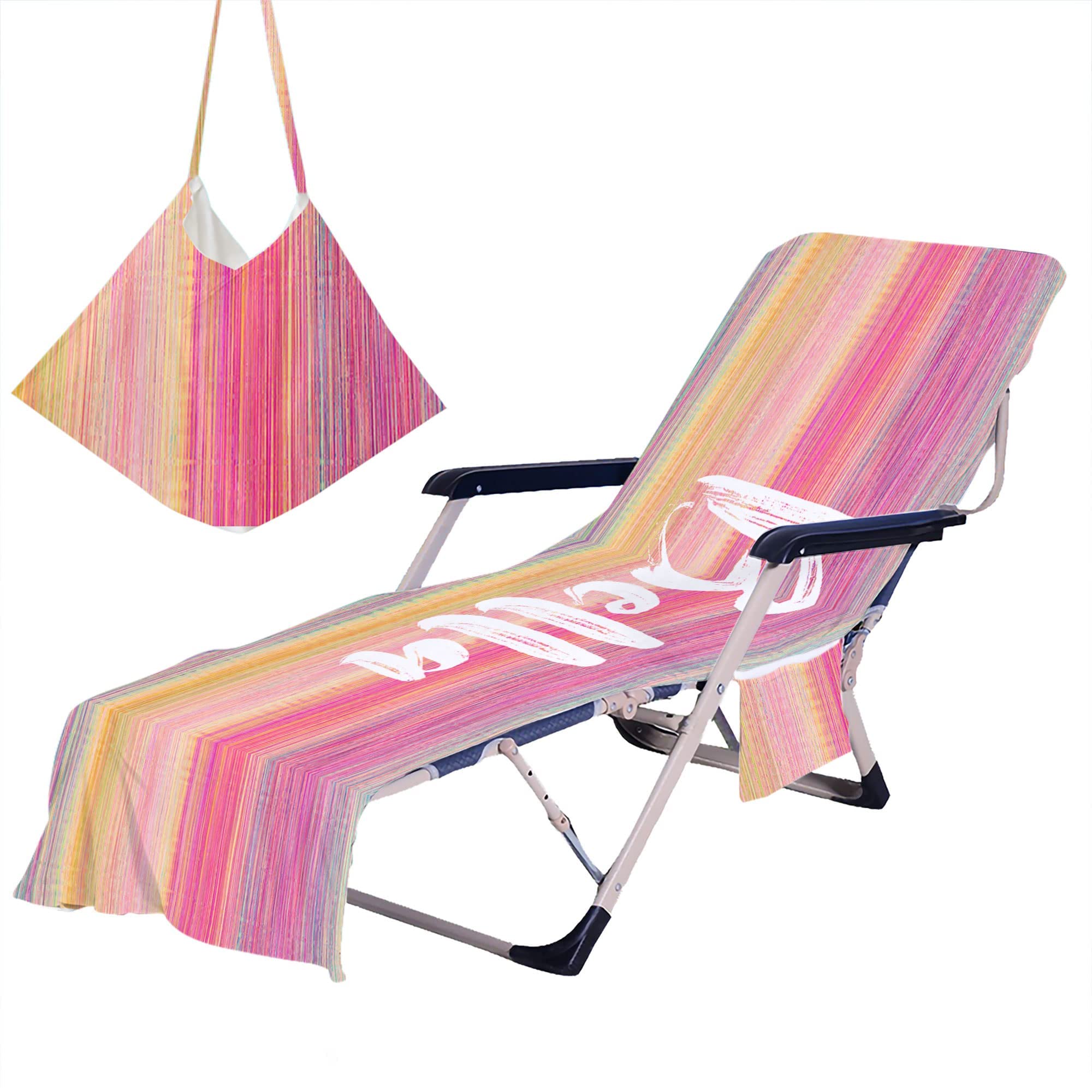 YunTu Personalized Quick-Dry Beach Chair Cover with Side Pockets - Thick Custom Name Chaise Lounge Towel for Pool, Garden, Beach & Hotel (82.6