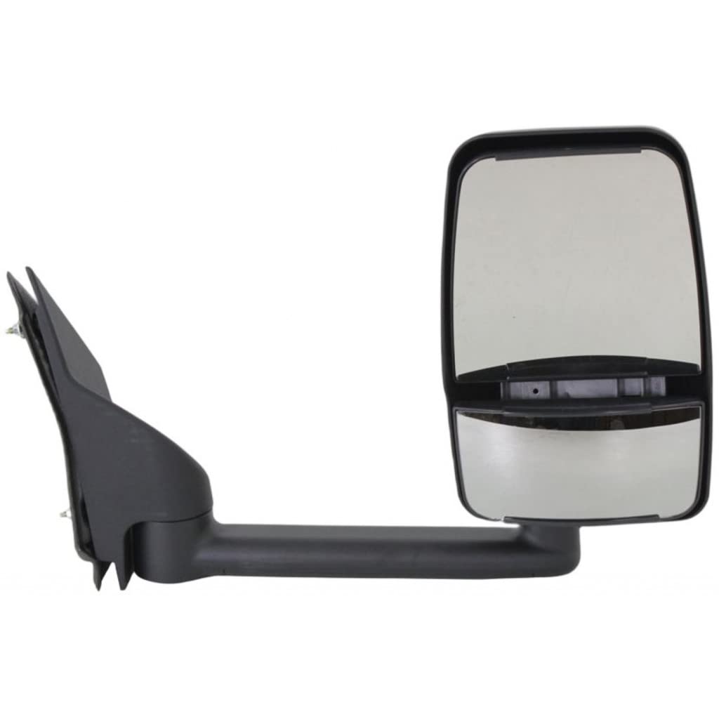 2009-2016 GMC Savana 4500 Passenger Side Manual Glass Door Mirror - Smooth Black Replacement for GM1321426 & 25894030 - Perfect for Box Trucks and Commercial Vehicles