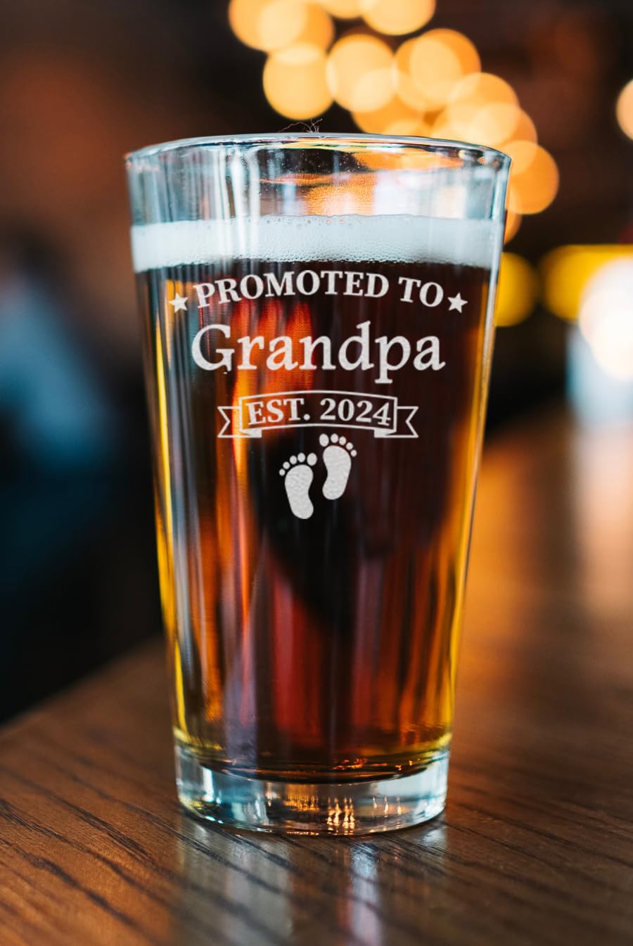 2024 Engraved 16oz Beer Glass - Perfect Gift for New Grandpa, First-Time Dad & Papa | Ideal for Father's Day, Retirement, & Celebrations | Personalized Grandpa Beer Mug for Men