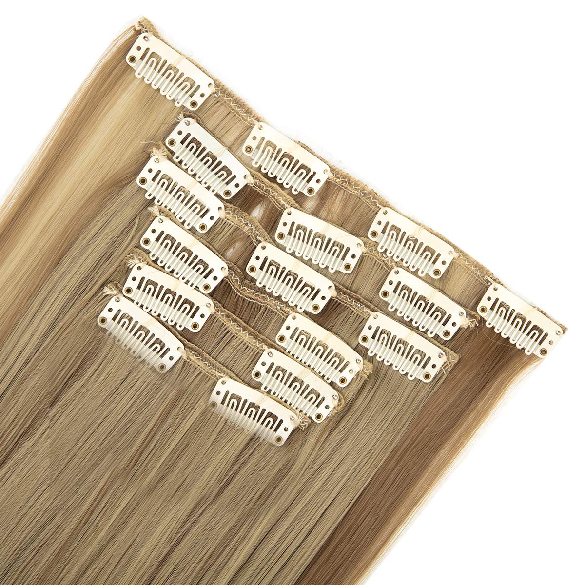 SLLIE 24-26 Inch Clip in Hair Extensions 6Pcs Set with 16 Clips - Curly Wavy Straight Thick Synthetic Hair Extensions for Women - Perfect for Daily Styling, Parties & Special Occasions