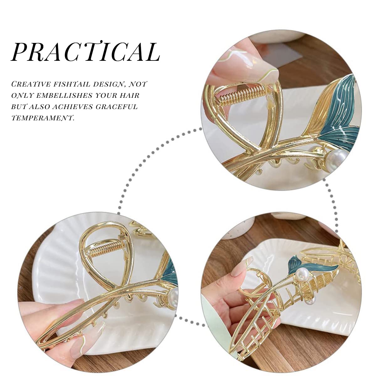 PALAY® Large Mermaid Pearl Hair Claw Clip for Women - Non-Slip Metal Jaw Clip, Strong Hold Hair Accessories for Elegant Bun & Updo Hairstyles | Perfect Gift for Ladies, Wedding, Party & Daily Use