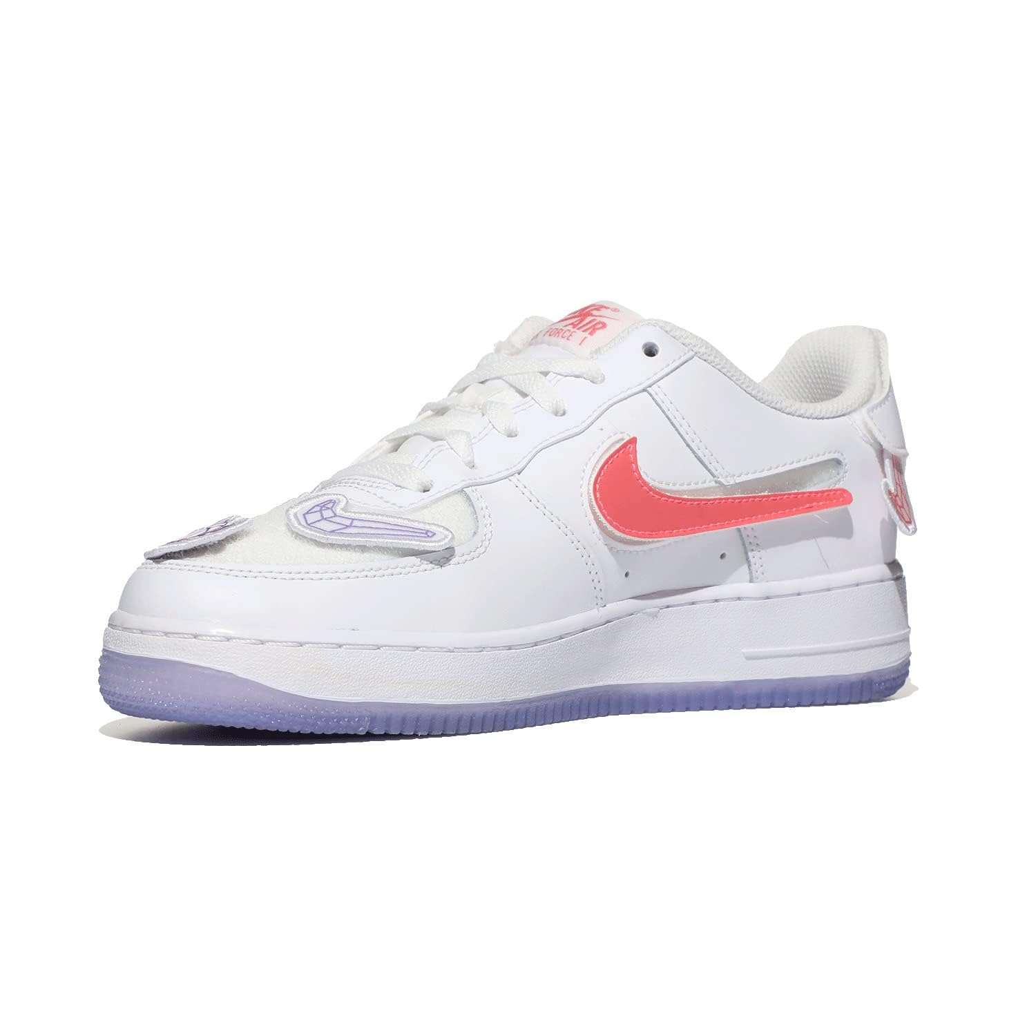 Nike Air Force 1 Low Grade School Sneakers with Removable Patches - White/Black DB1856-100 - Perfect for School, Sports & Casual Wear