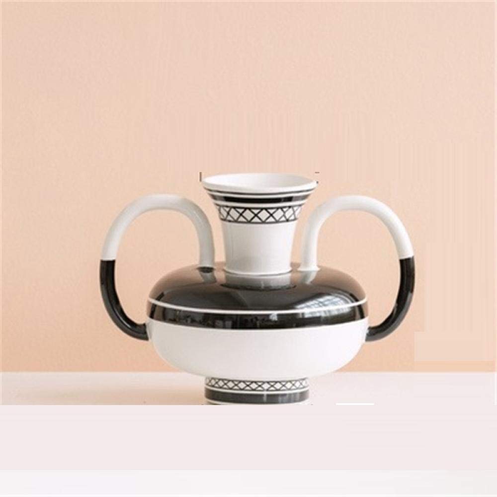 Black and White Ceramic Sculpture Vase - Nordic Creative Simple Living Room Flower Decor, Art & Craft Home Decoration for Modern Interior Design, Perfect for Centerpieces, Wedding Gifts & Housewarming Presents