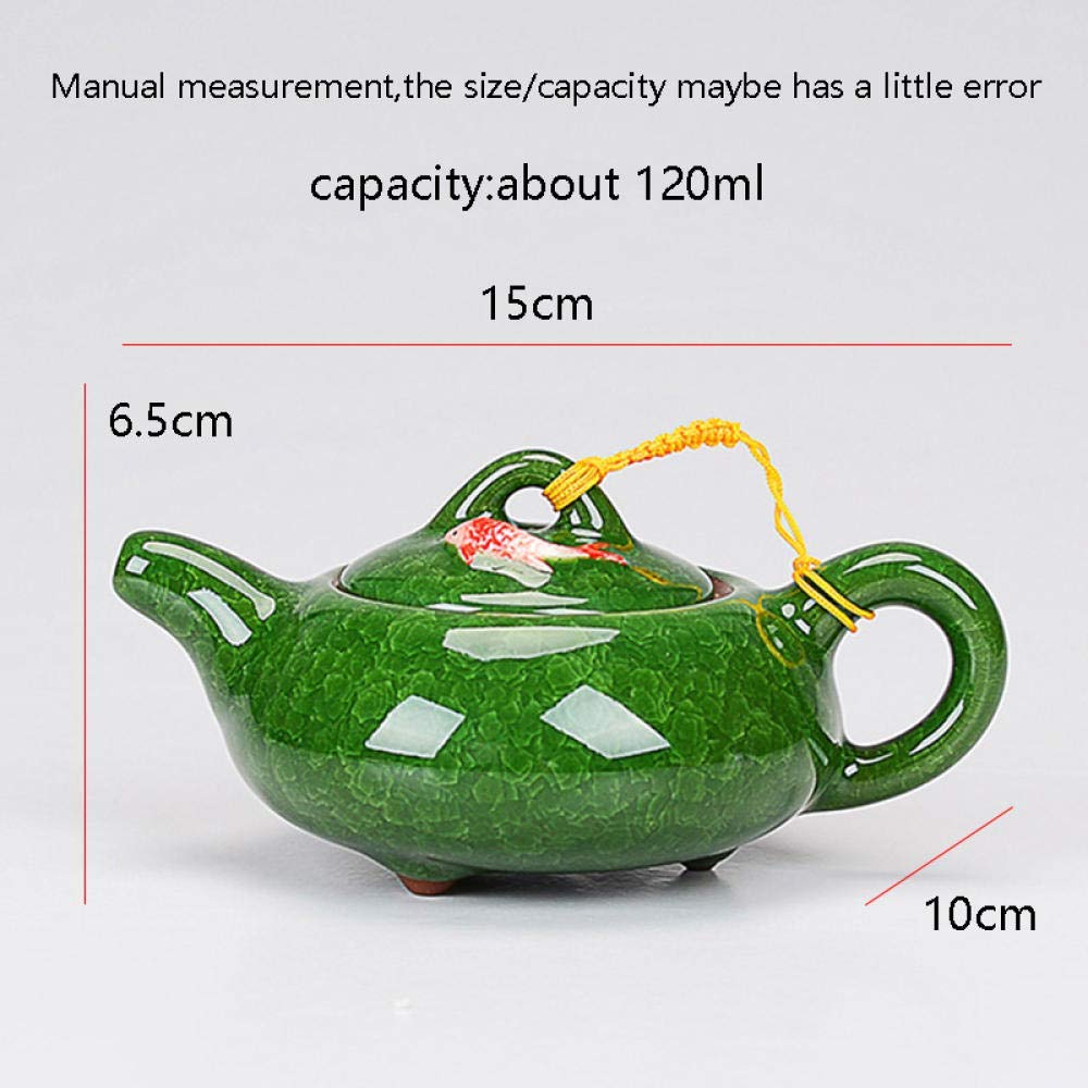 Premium 120cc Ceramic Tea Set with Ice Crack Texture & Comfortable Handle - Black Tea, Puer, Kung Fu Brewing Accessories for Home & Office Use