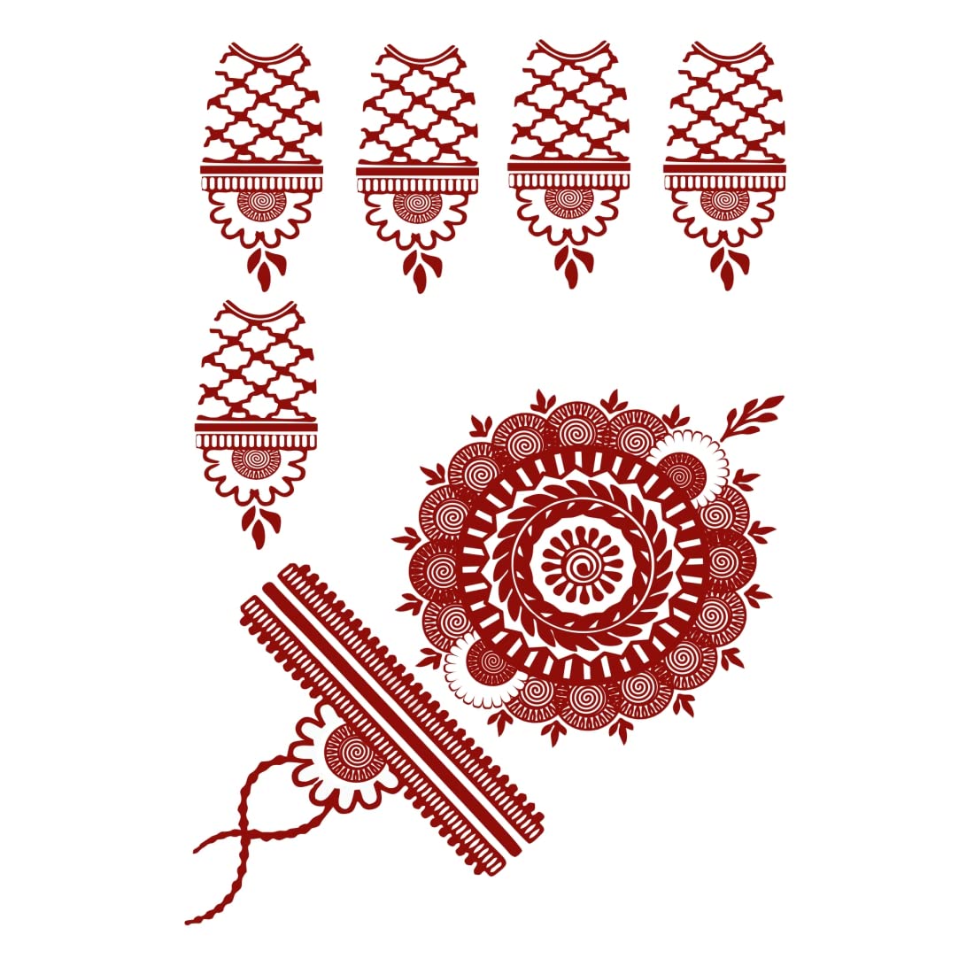 Beautiful Mehndi Design Mandala Henna Temporary Tattoo for Women & Girls - Perfect for Festivals, Weddings, and Body Art Decoration
