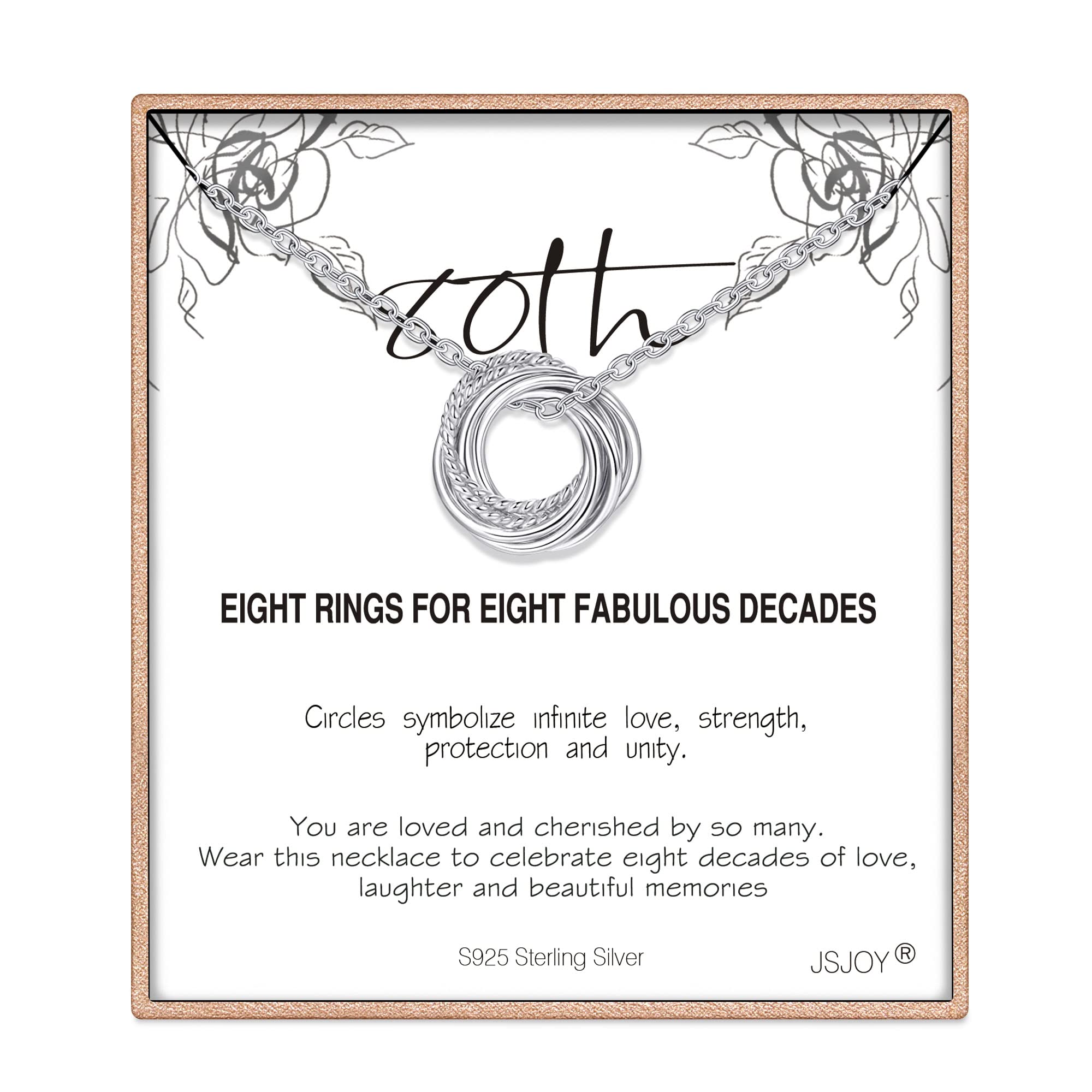 JSJOY Sterling Silver Circle Necklace - Elegant Birthday Gifts for Women 30th 40th 50th 60th 70th 80th 90th Anniversary - S925 Jewelry for Mom, Wife, Sister - Perfect for Milestone Celebrations & Special Occasions