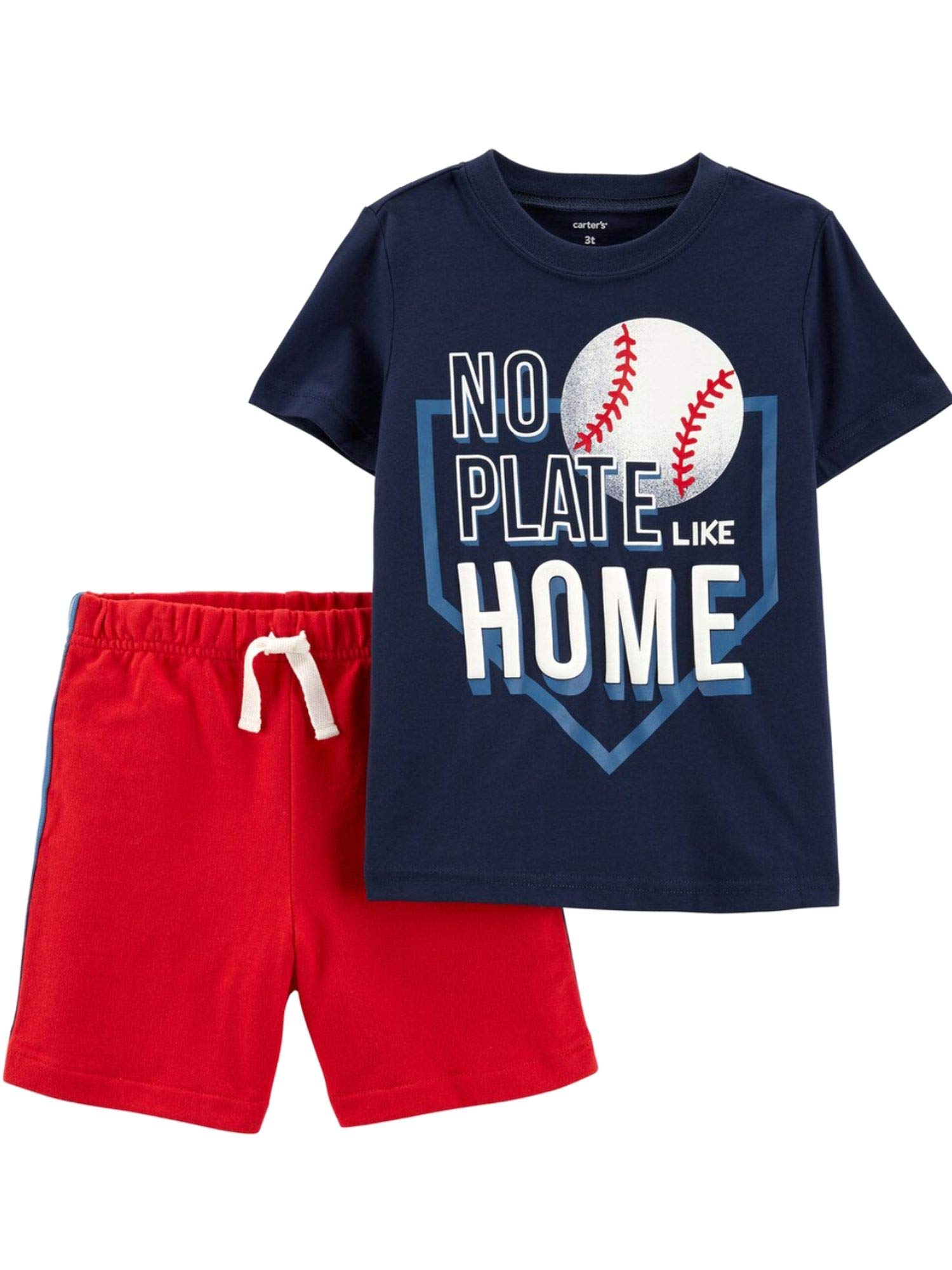 Carters Baby Boys' Blue Baseball Outfit Set - Short Sleeve Shirt & Shorts for Infant Toddler | Perfect for Playdates, Sports Events & Casual Wear