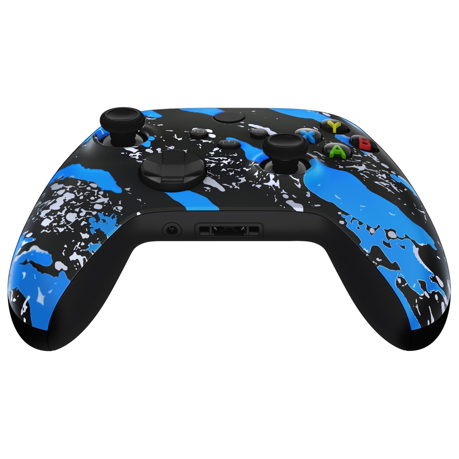 eXtremeRate Blue Replacement Front Housing Shell for Xbox Series X & S Controller - Durable Coating Splash Design for Gaming Enthusiasts | Perfect for Controller Customization & Enhanced Grip During Intense Gaming Sessions