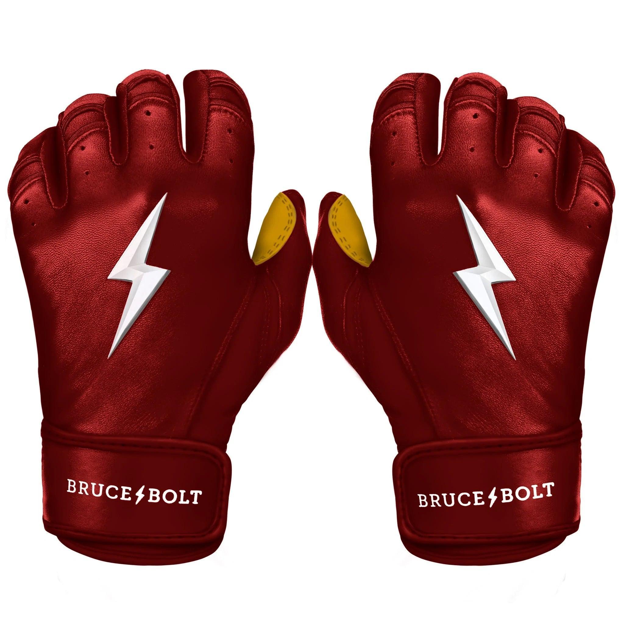 Bruce Bolt PREMIUM PRO Short Cuff Batting Gloves for Baseball & Softball - Maroon Color | Durable Grip, Comfort Fit | Perfect for Training, Games & Practice