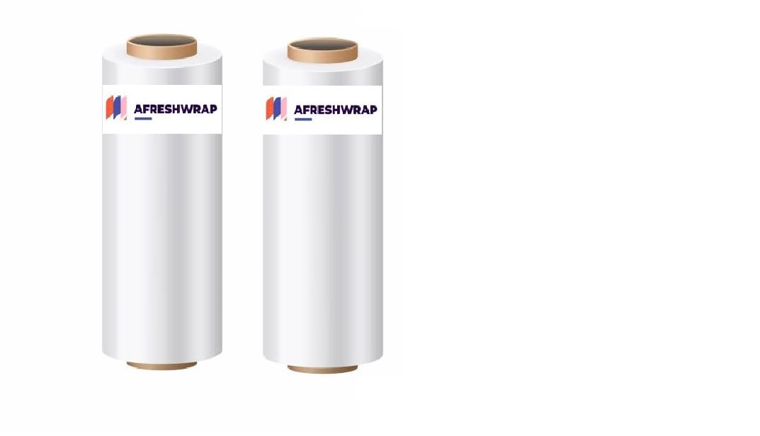 Afreshwrap 9 Inch x 1500 Ft Clear Stretch Film Roll - Heavy Duty Packaging Wrap for Moving, Shipping & Storage - Multipurpose Plastic Wrap for Food, Pallet & Industrial Use (1 Pack)
