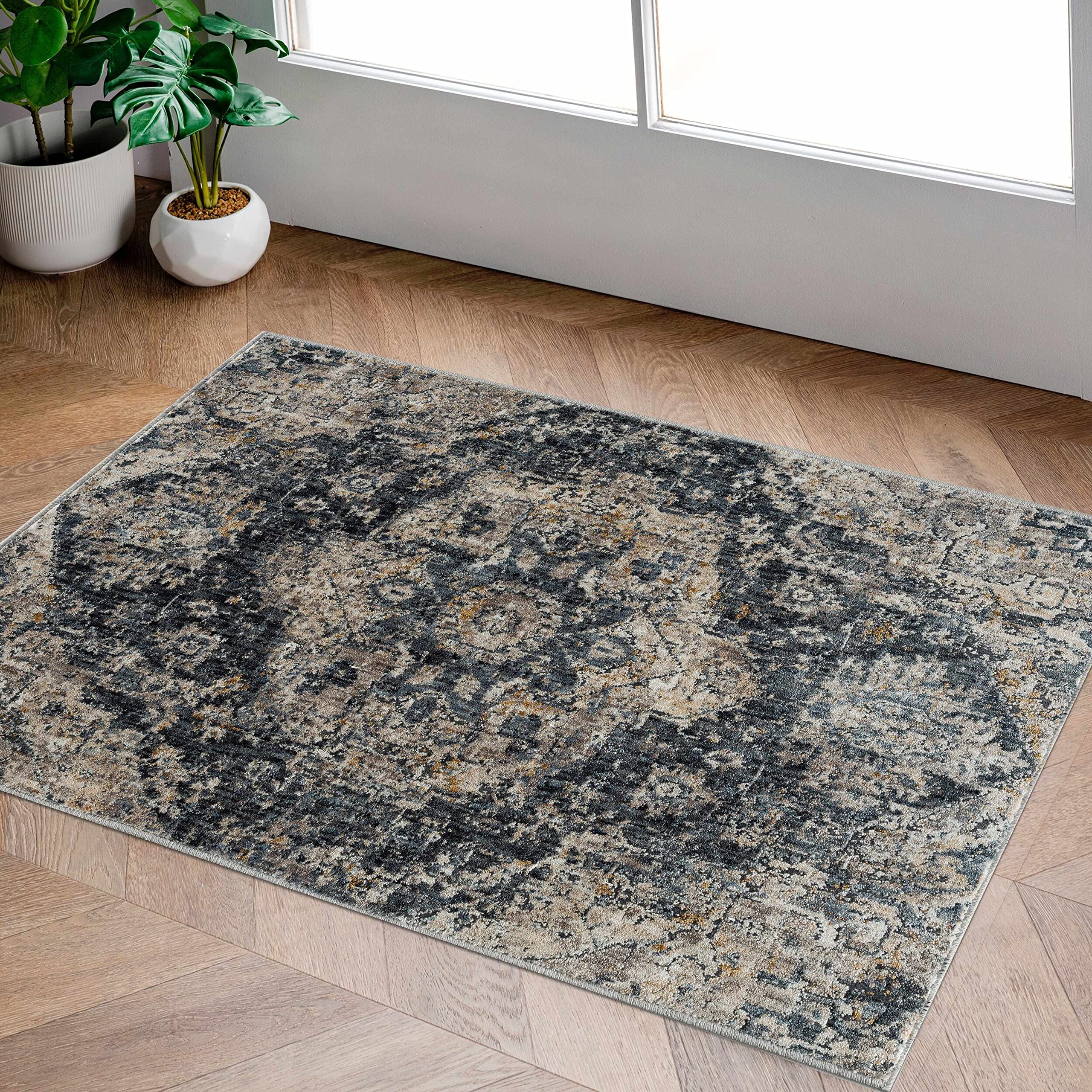 Hauteloom Beaudesert Modern Area Rug for Living Room & Bedroom - Soft Brown, Gray, Blue Handwoven Rug - 2'7