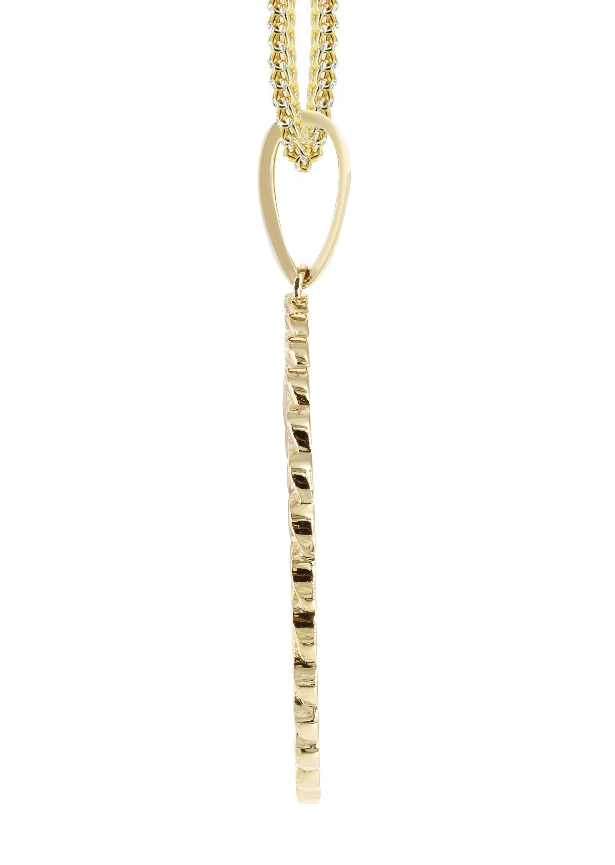 10K Yellow Gold Medium Diamond Round Cuban Picture Pendant Necklace for Women | 21 Grams | Elegant Jewelry Gift for Birthday, Anniversary & Special Occasions
