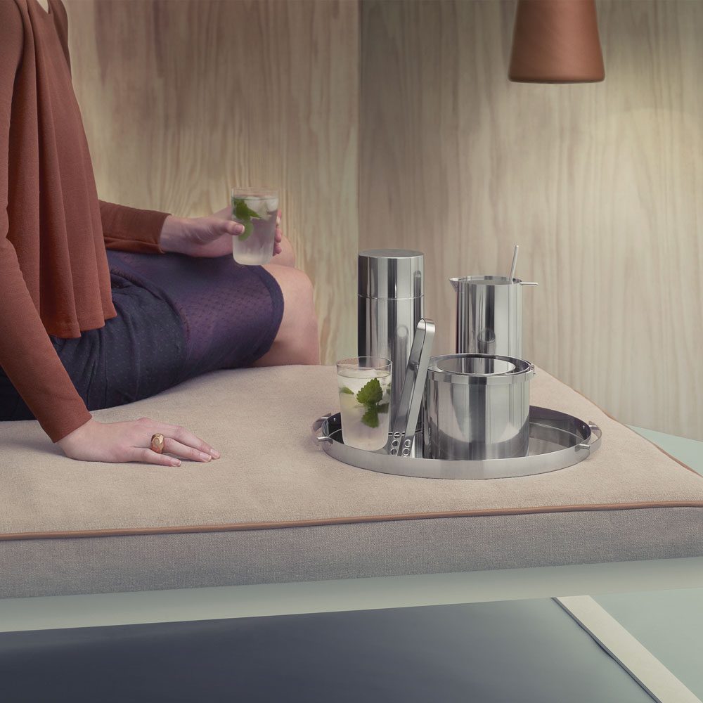 STELTON ARNE JACOBSEN Cylinda Line Stainless Steel Serving Tray 13.2 Inches - Modern Scandinavian Design for Dining, Entertaining & Home Decor