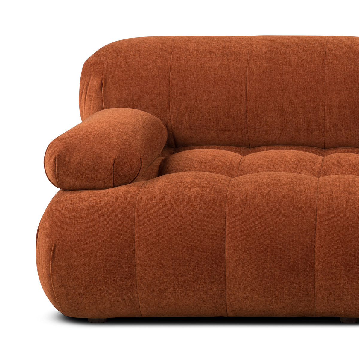 Bowie Textured Velvet Sofa - Modern 3-Seater Loveseat in Terracotta | Soft Fabric Couch for Living Room, Lounge & Apartment Decor