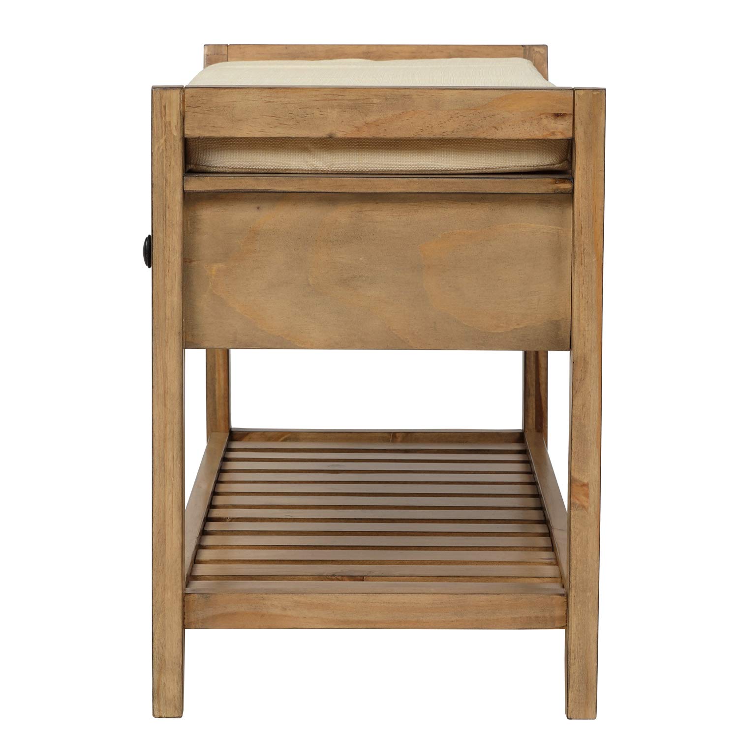 Old Pine Storage Bench with Drawers - Multi-Functional Ottoman Shoe Rack with Cushioned Seat for Living Room, Entryway, Bedroom, Outdoor & Porch - Perfect for Home Organization and Extra Seating