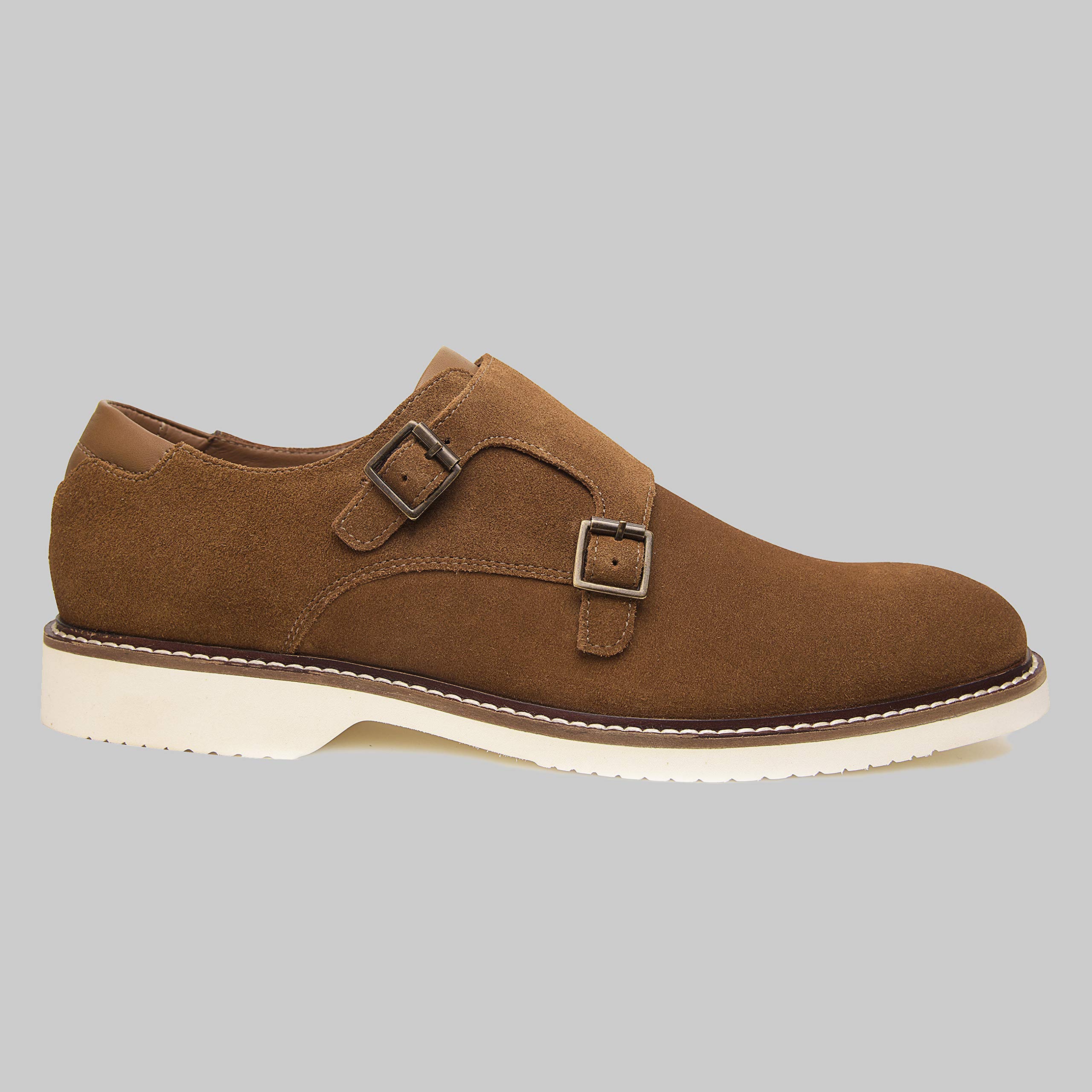 Premium Genuine Leather & Suede Men's Monk Strap Dress Shoes - Handcrafted Luxury Casual Footwear with Lightweight EVA Sole - Perfect for Business, Weddings & Formal Occasions