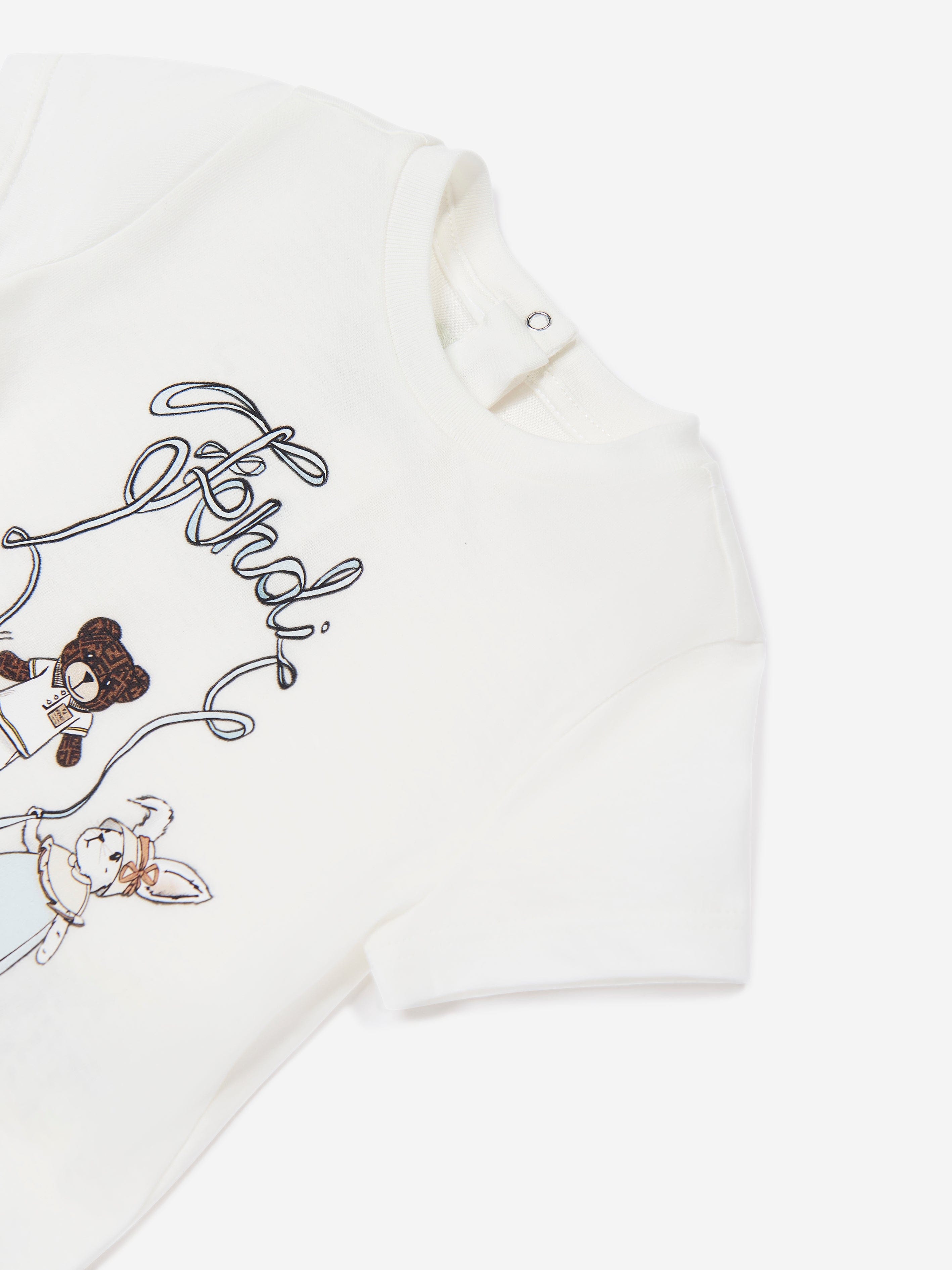 Baby Animal Logo White T-Shirt - Soft Cotton Kids Tee for Playdates & Family Outings